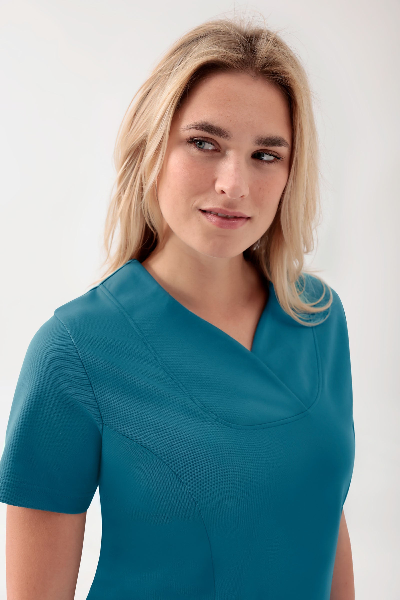 COMFY FLEX Stretch Schlupfkasack Damen - Herzausschnitt petrol