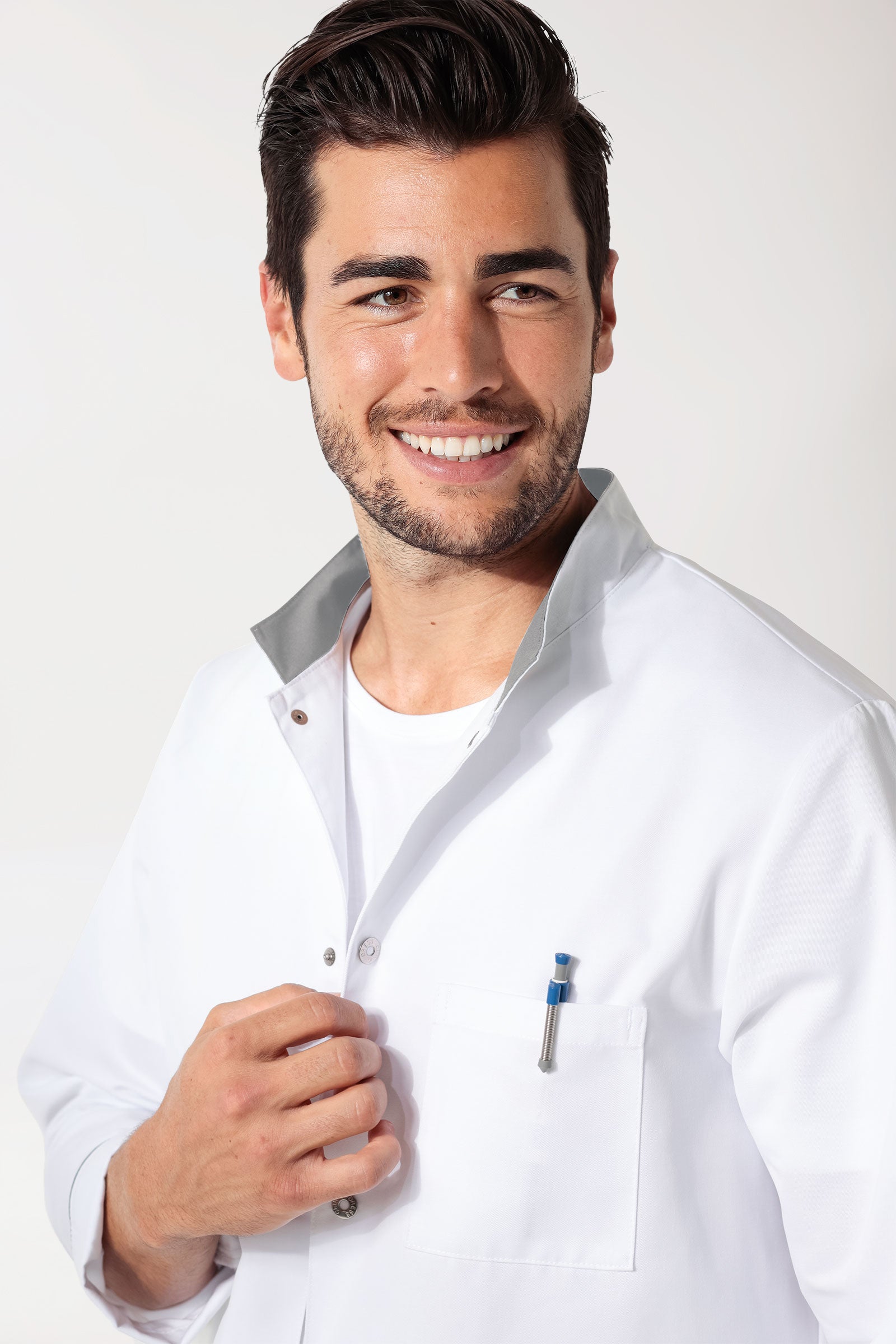 Kurzmantel Herren - Stehkragen weiß/grau