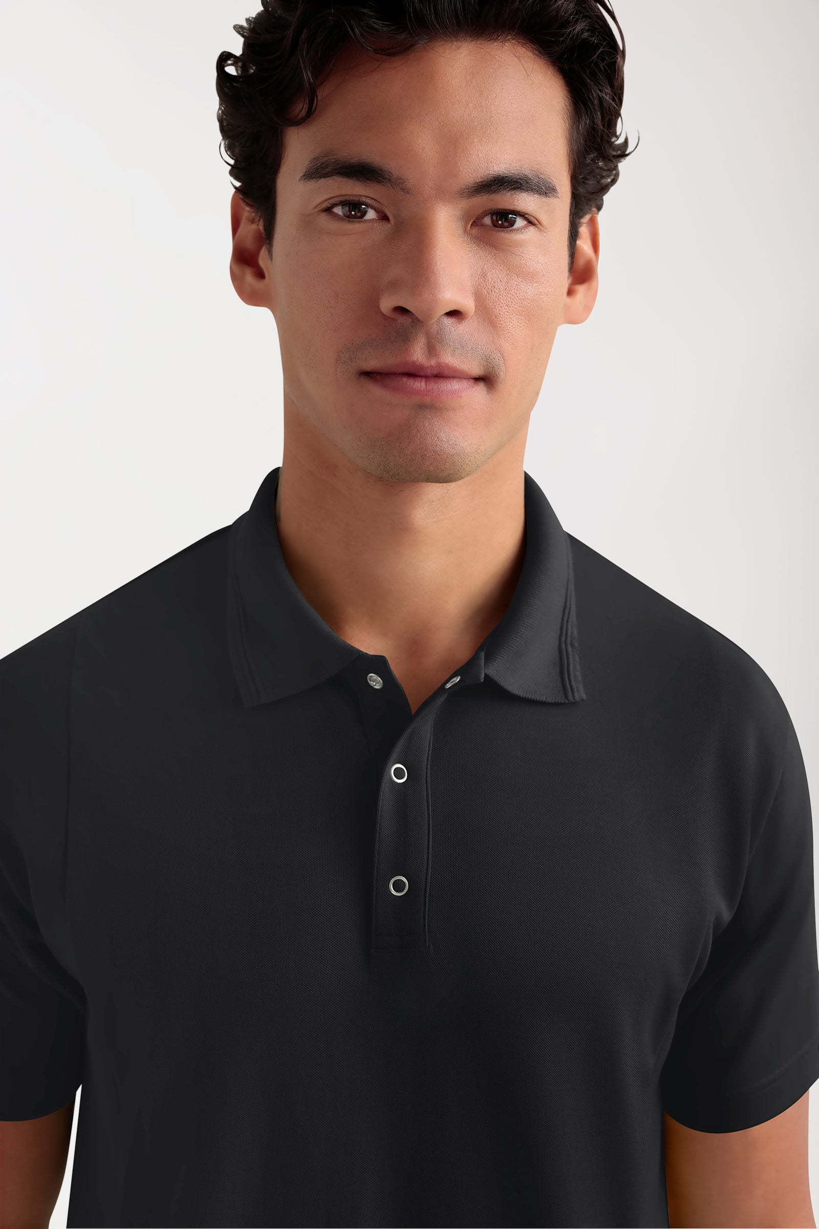 COMFY FLEX Stretch Schlupfkasack Herren - Polokragen schwarz