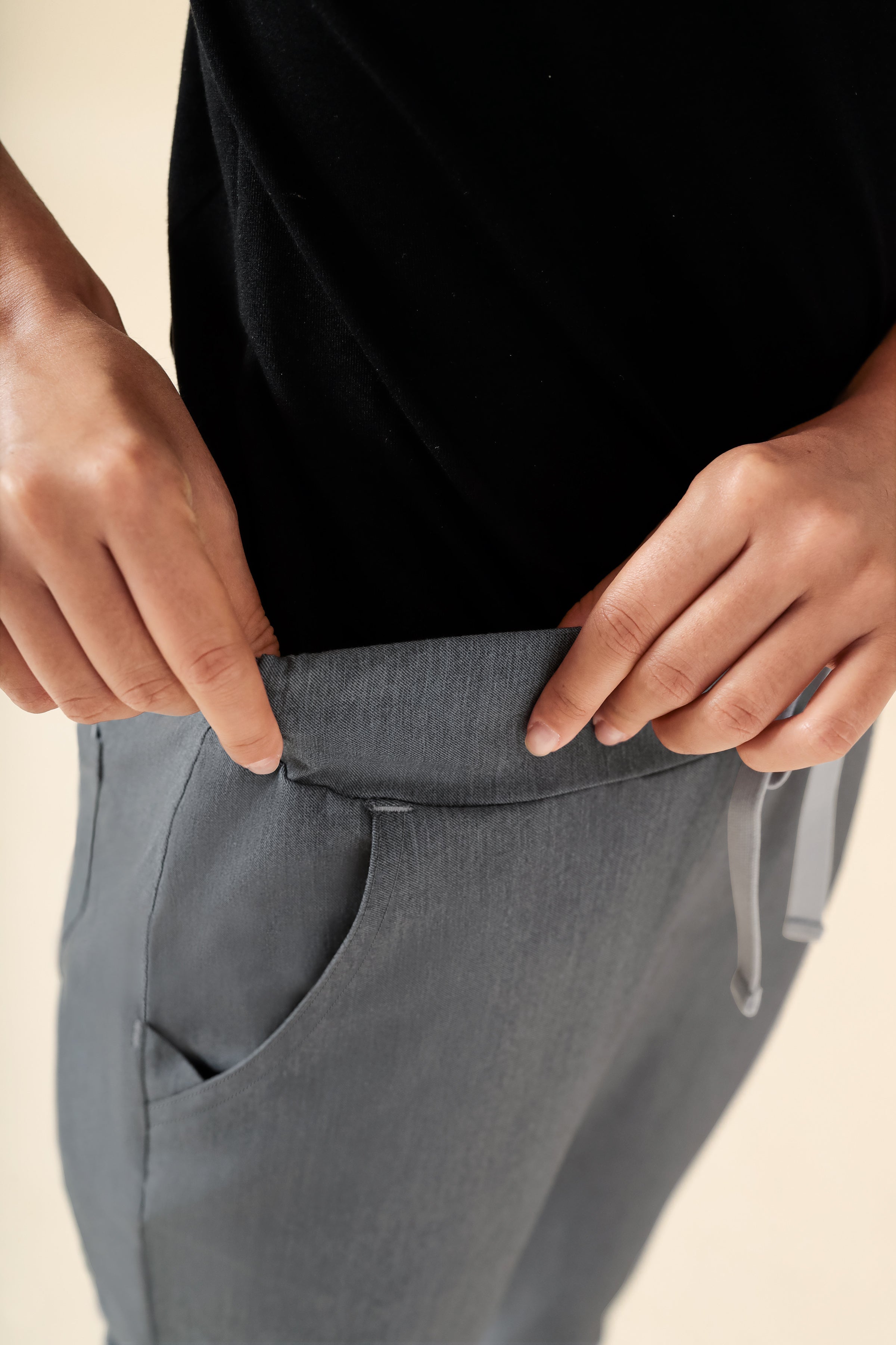 KAERE Hose Damen - Saumbündchen ohne Beintaschen grau melange