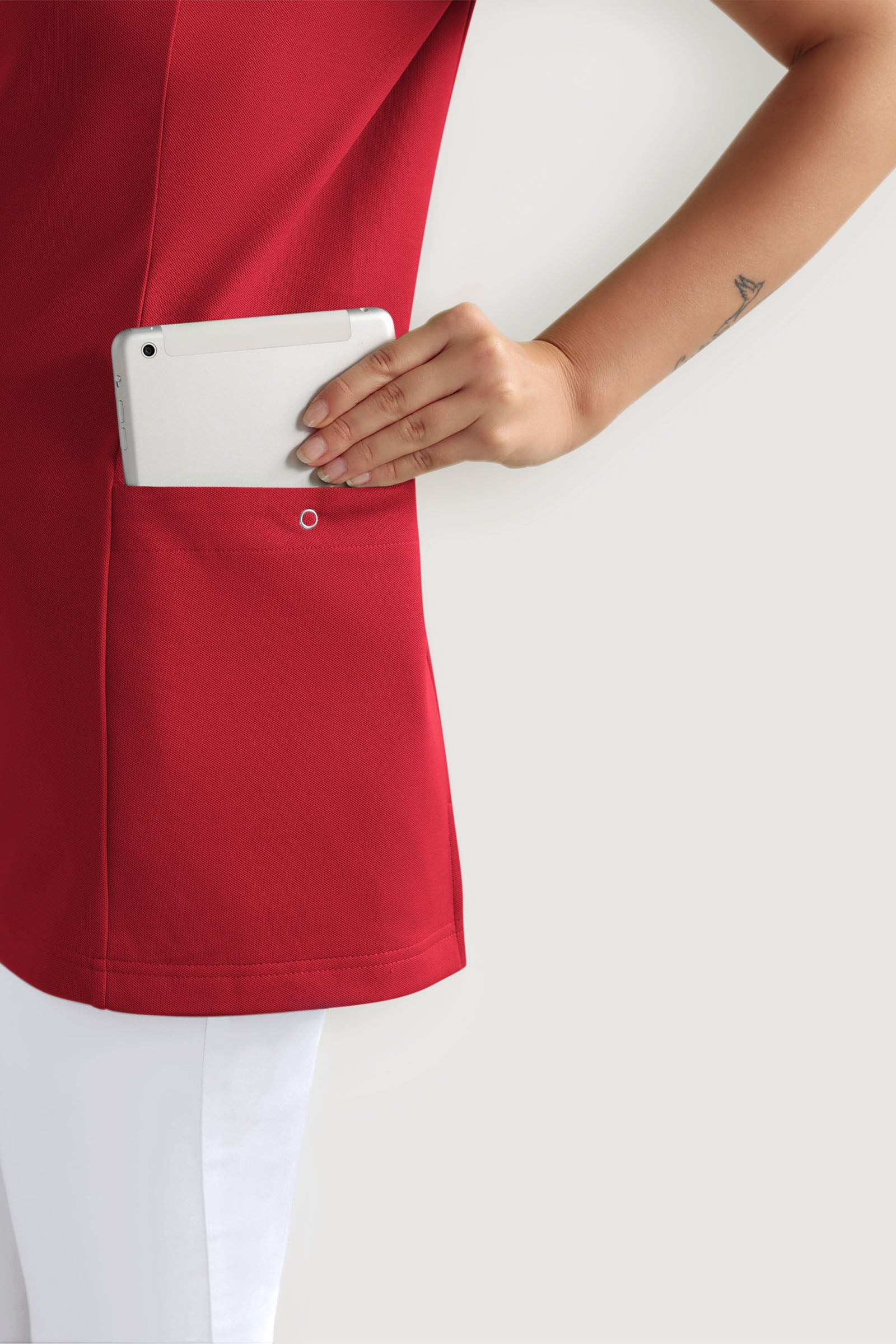 COMFY FLEX Stretch Schlupfkasack Damen - mit Druckknöpfen rot