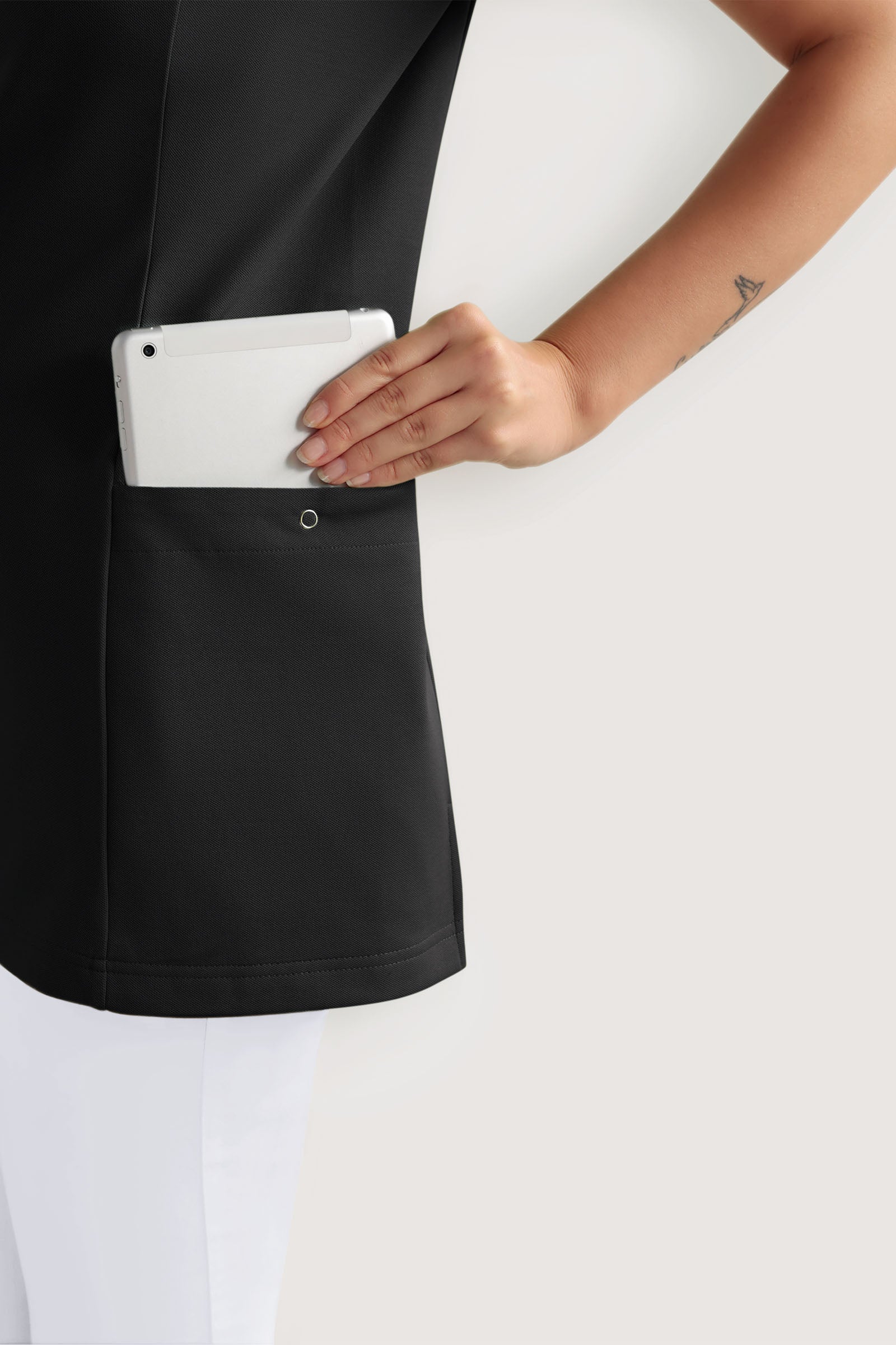 COMFY FLEX Stretch Schlupfkasack Damen - mit Druckknöpfen schwarz