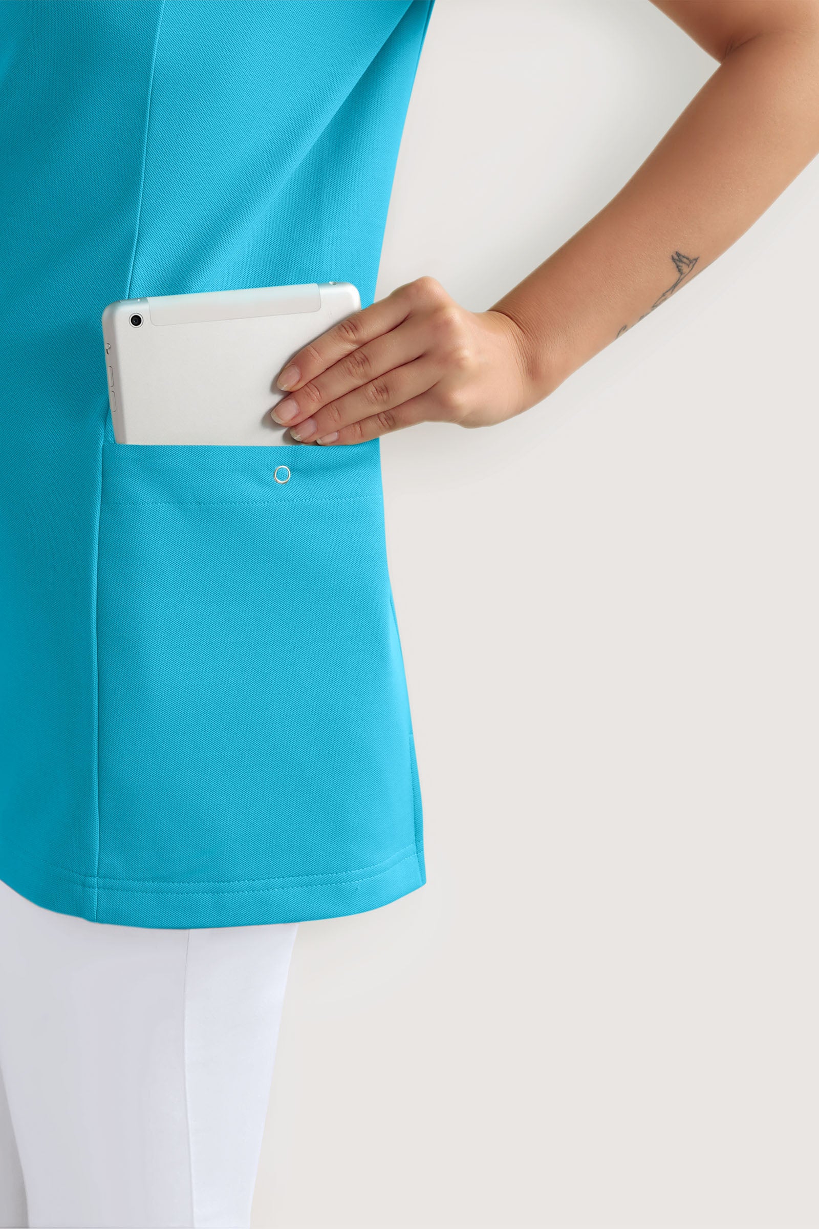 COMFY FLEX Stretch Schlupfkasack Damen - mit Druckknöpfen türkis