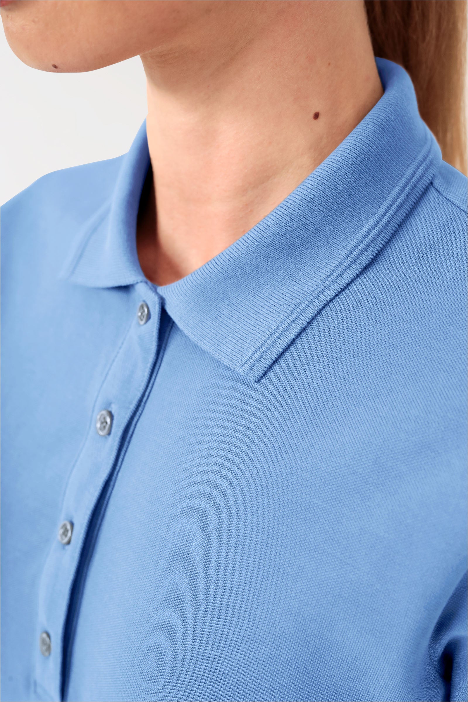 COMFY FLEX Stretch Shirt Damen - Polokragen himmelblau