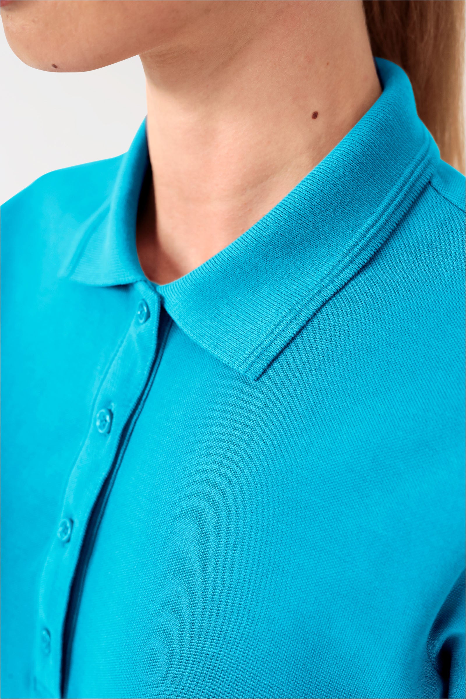 COMFY FLEX Stretch Shirt Damen - Polokragen türkis