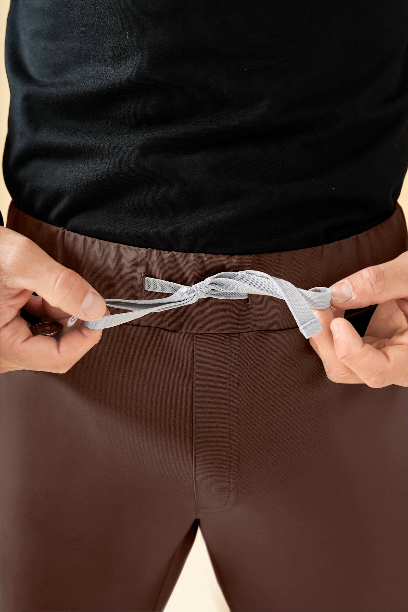 KAERE Hose Herren - gerader Saum ohne Beintaschen coffee