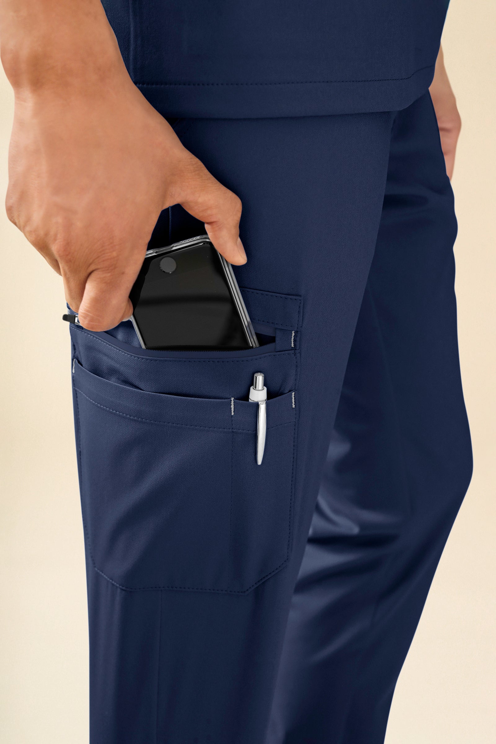 KAERE Hose Herren - Saumbündchen Kurzgr. mit Beintaschen navy