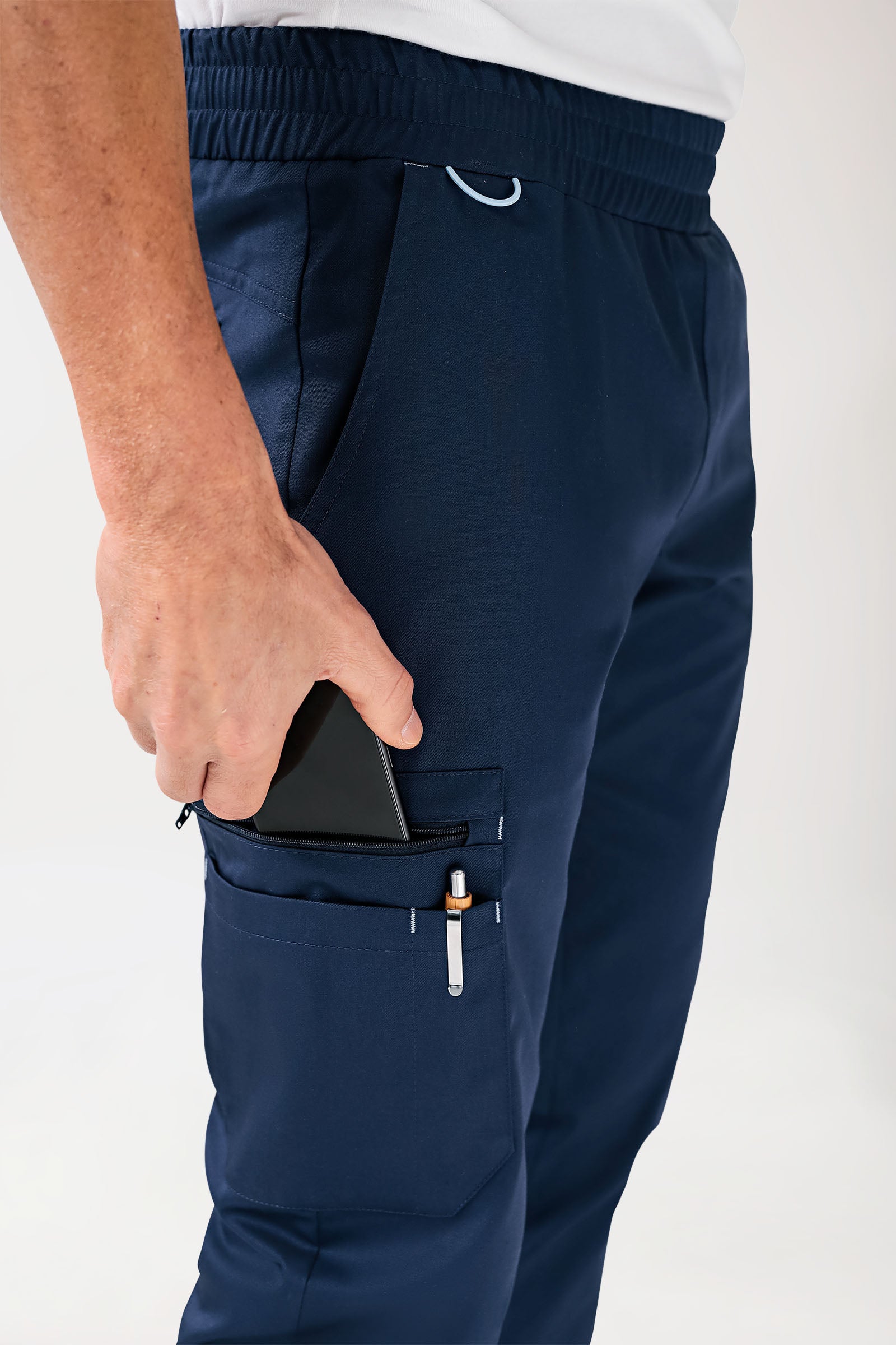 CLINIC STRETCH Hose Herren - gerader Saum Kurzgr. navy/himmelblau