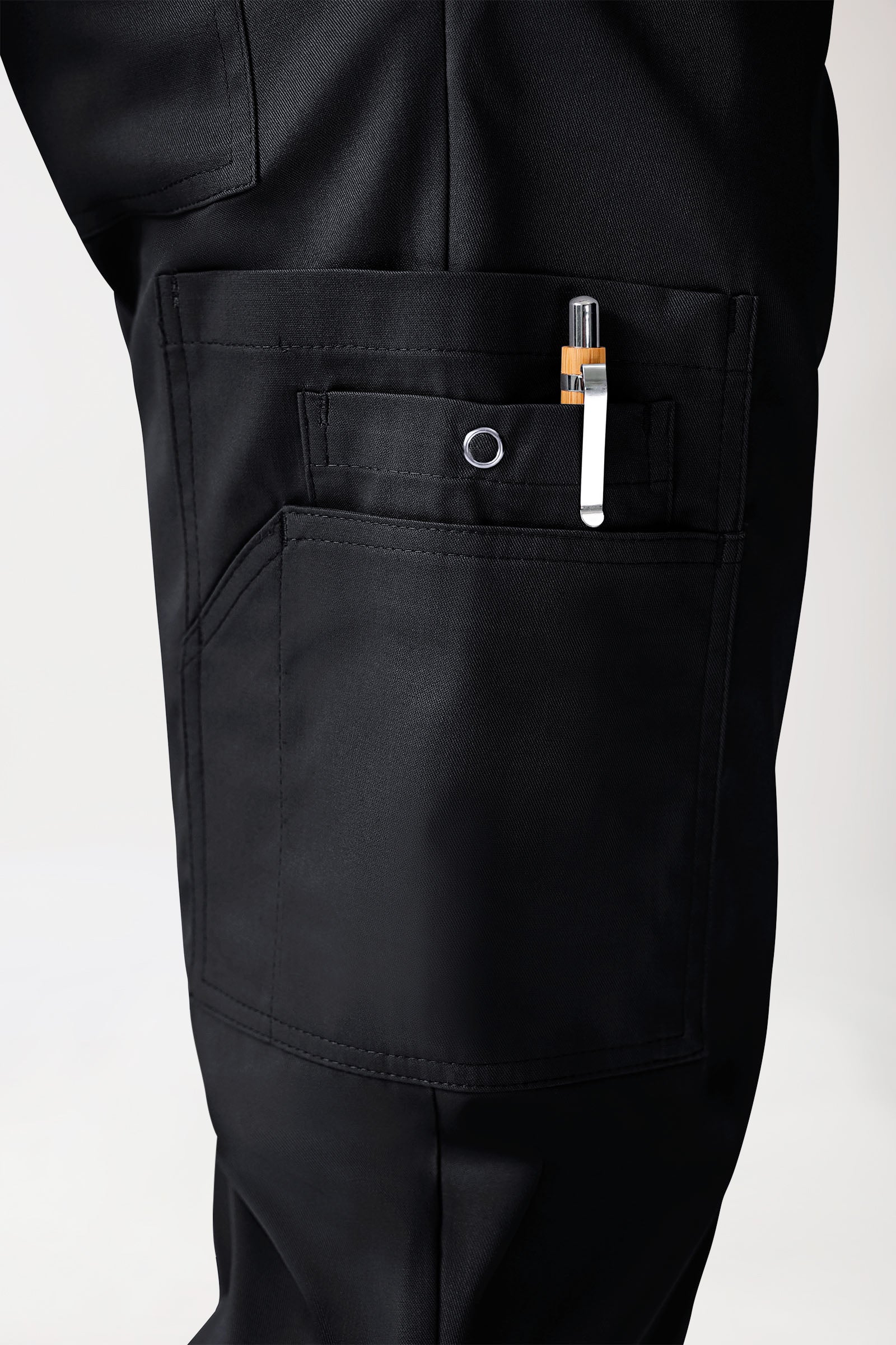 CLINIC STRETCH Hose Unisex - mit Beintasche Kurzgr. schwarz