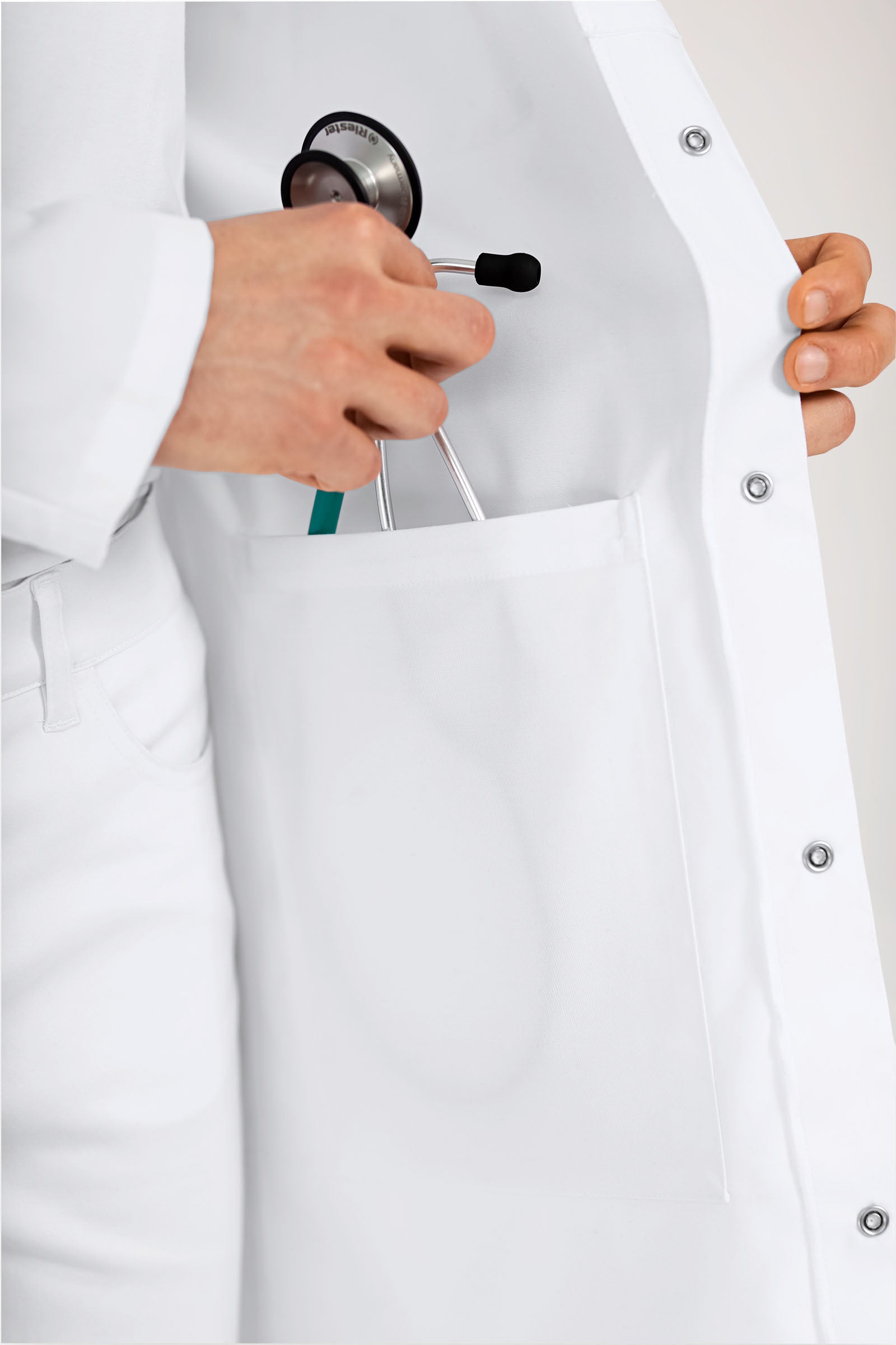 Mantel Herren - Reverskragen - Druckknopfleiste weiß