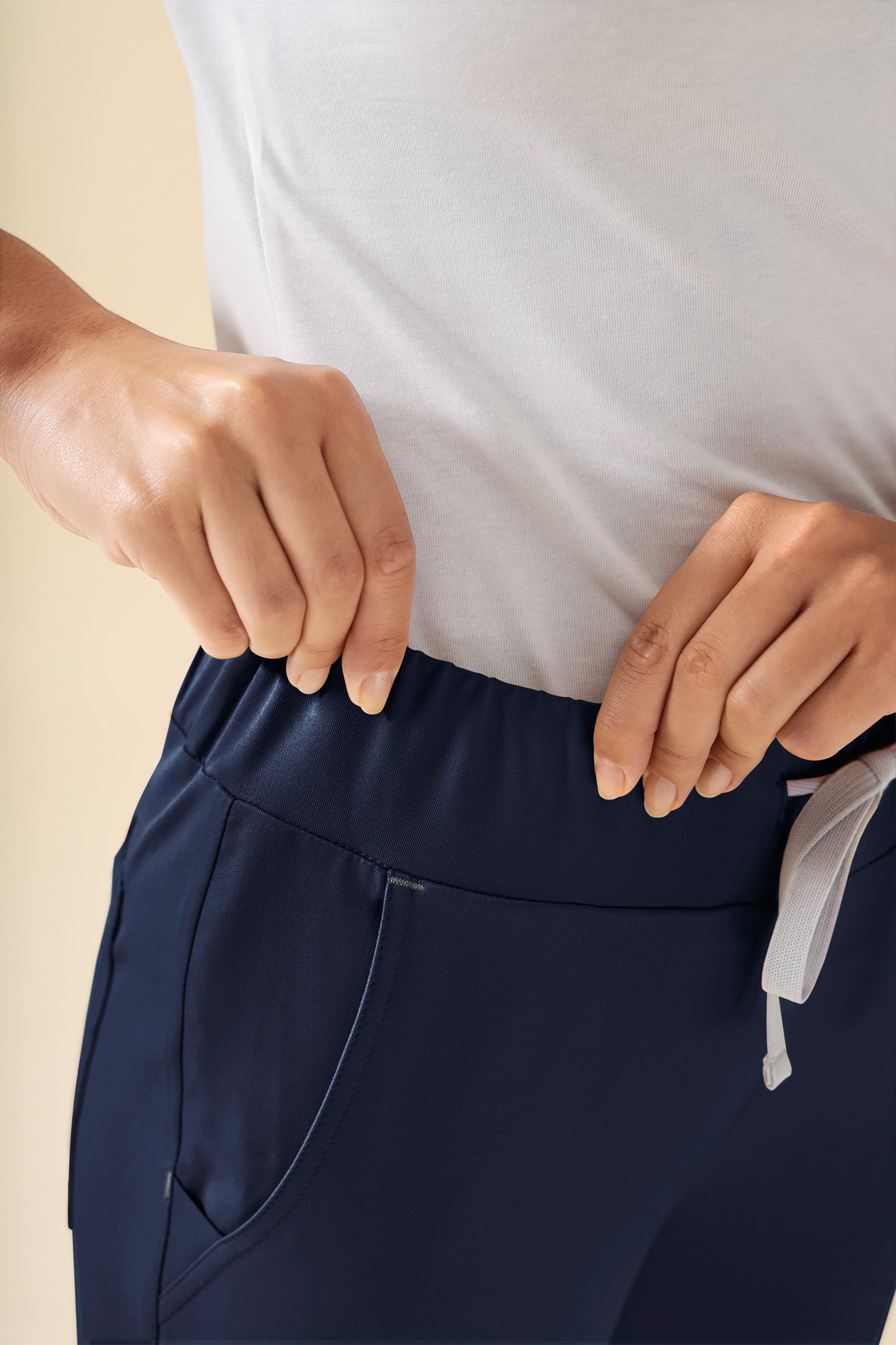 KAERE Hose Damen - gerader Saum ohne Beintaschen navy