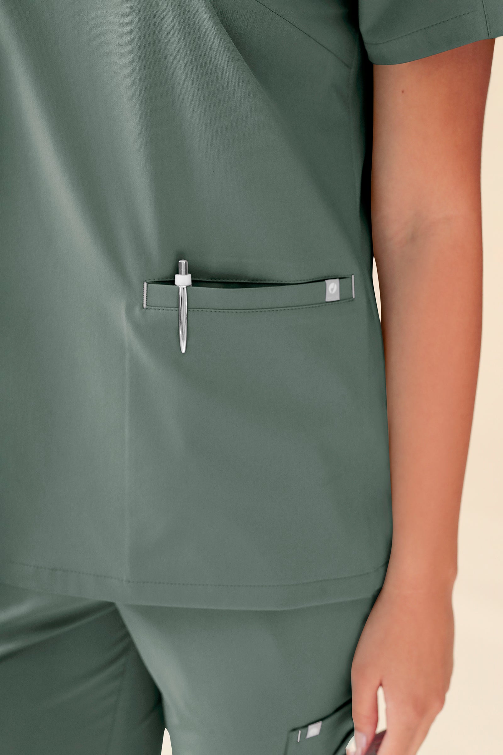 KAERE Schlupfkasack Damen - V-Ausschnitt dunkelgrün