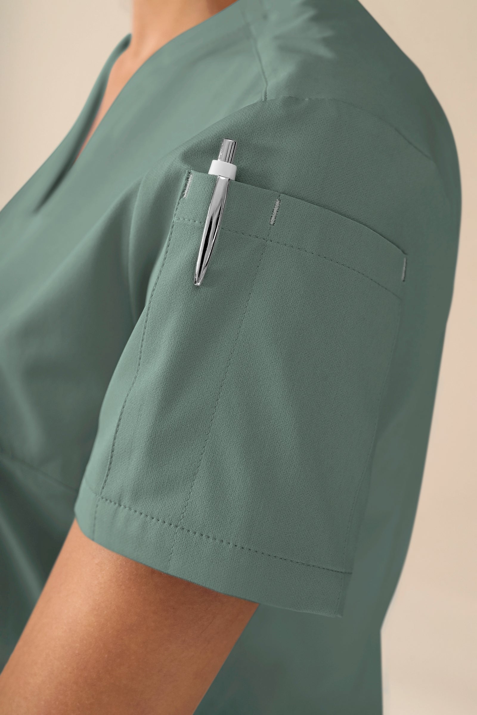 KAERE Schlupfkasack Damen - V-Ausschnitt dunkelgrün