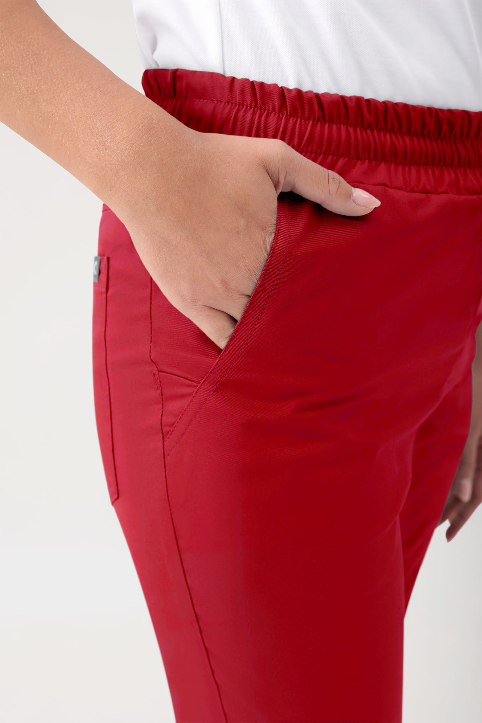 GREEN Stretch Hose Unisex - Rundumgummibund rot