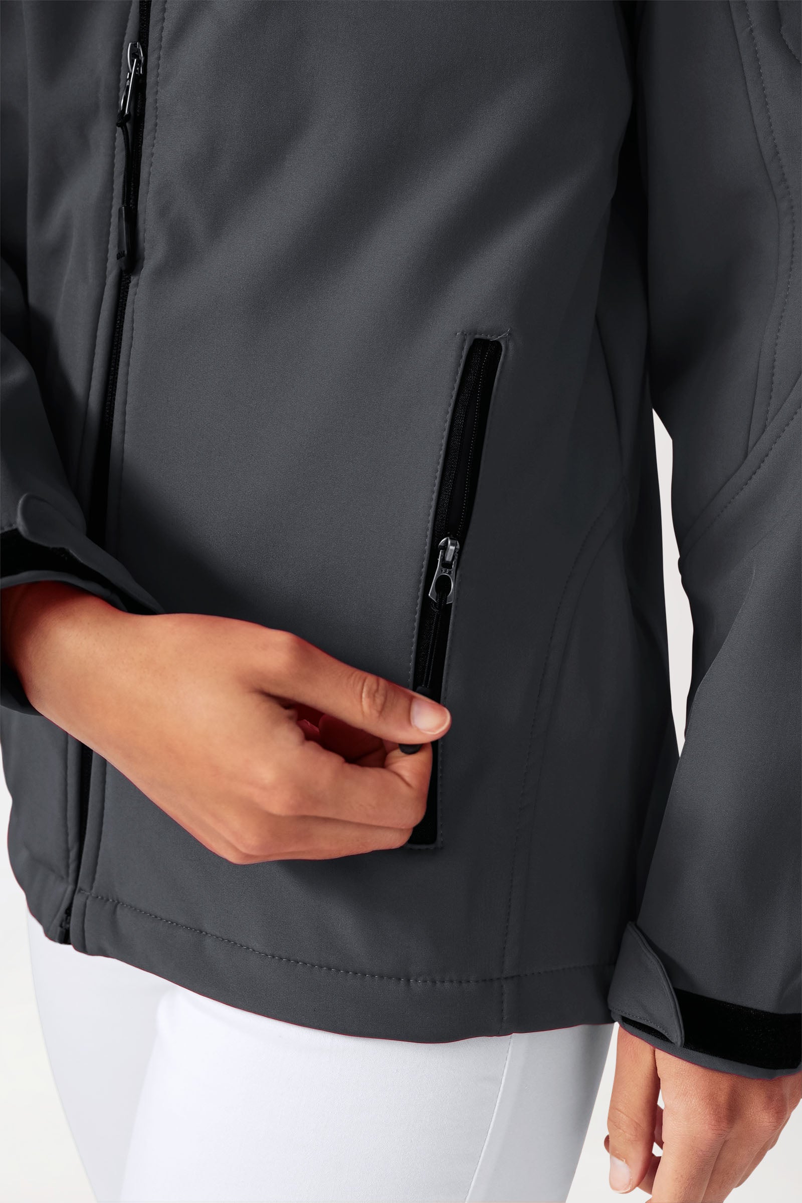 Softshell Jacken Unisex - mit Kapuze erzgrau