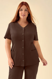 KAERE Kasack Damen - durchgeknöpft coffee