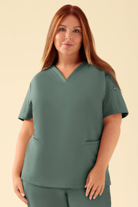 KAERE Schlupfkasack Damen - V-Ausschnitt dunkelgrün