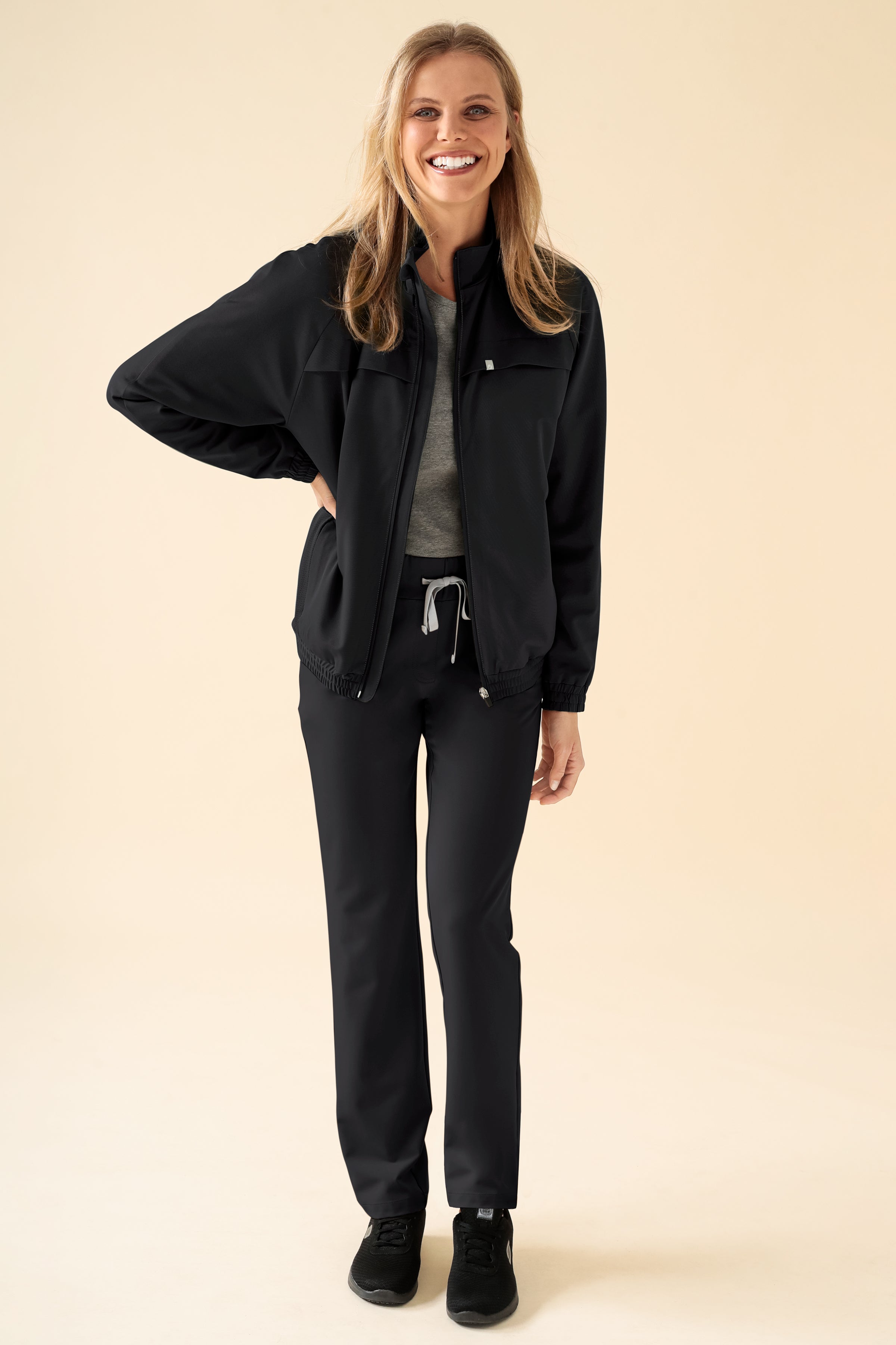 KAERE Blousonjacke Damen - mit elastischen Bündchen schwarz