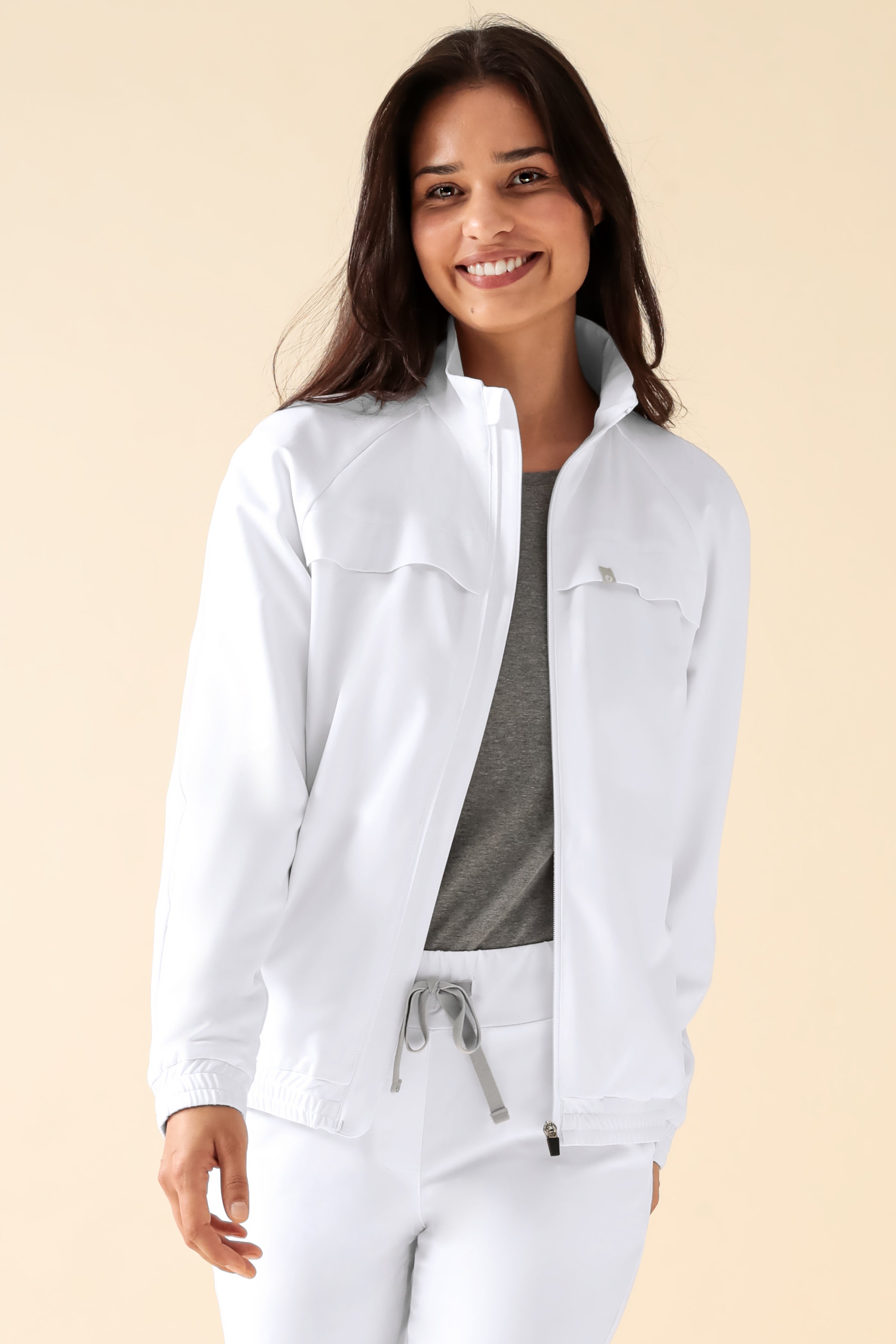 KAERE Blousonjacke Damen - mit elastischen Bündchen weiß, Vorderansicht 