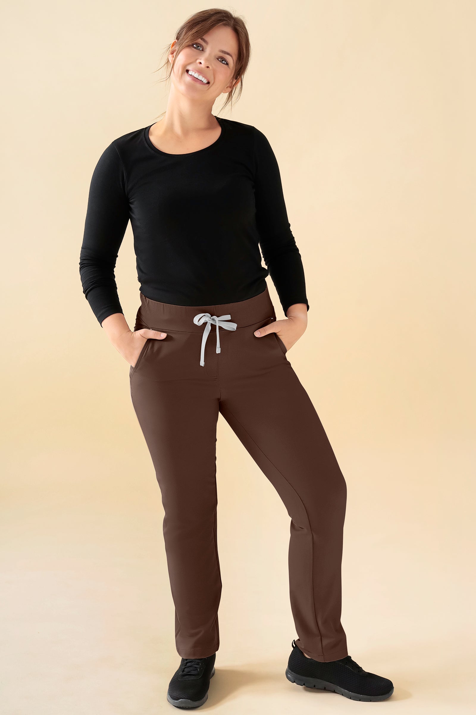 KAERE Hose Damen - gerader Saum Kurzgr. ohne Beintaschen coffee