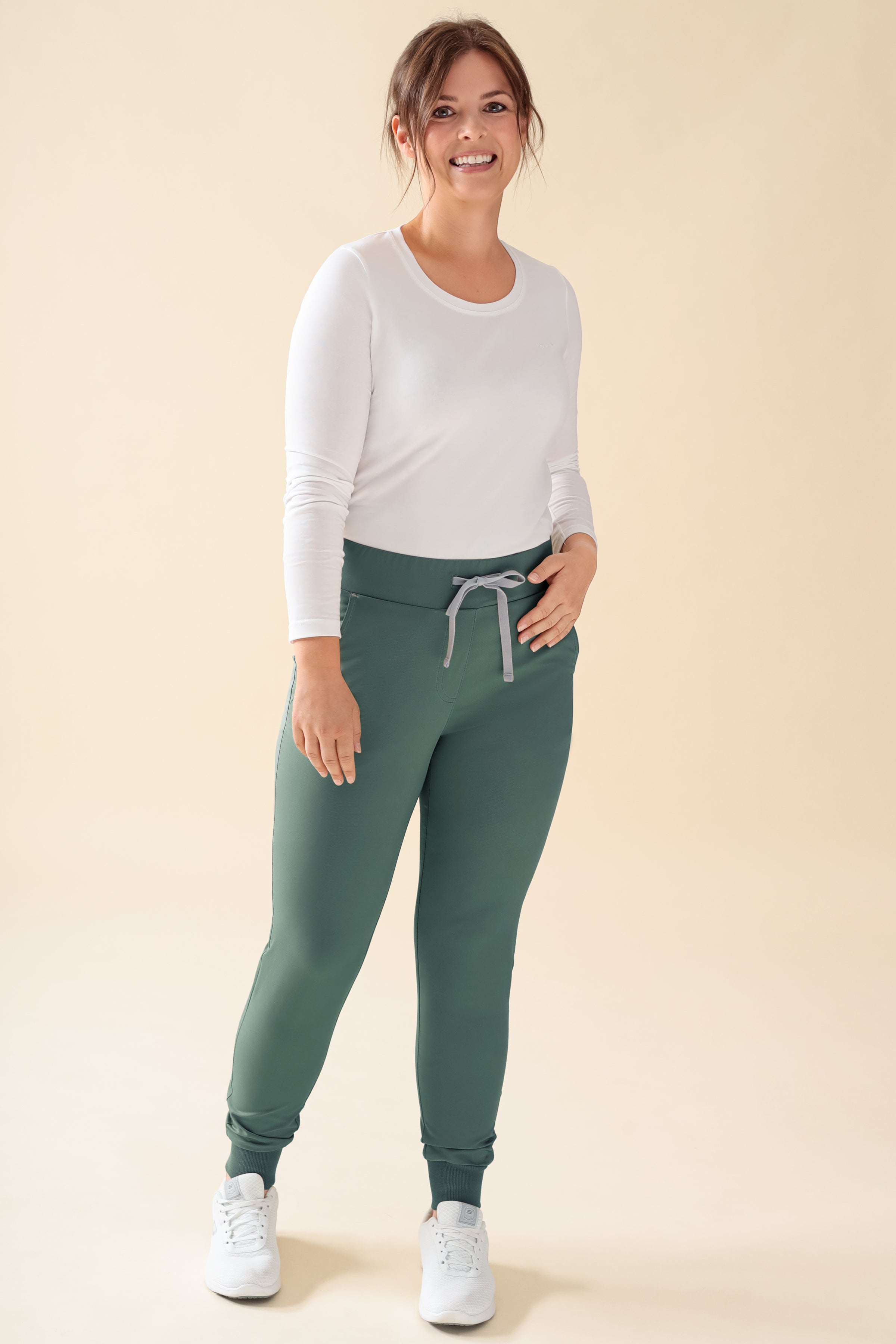 KAERE Hose Damen - Saumbündchen Kurzgr. ohne Beintaschen dunkelgrün