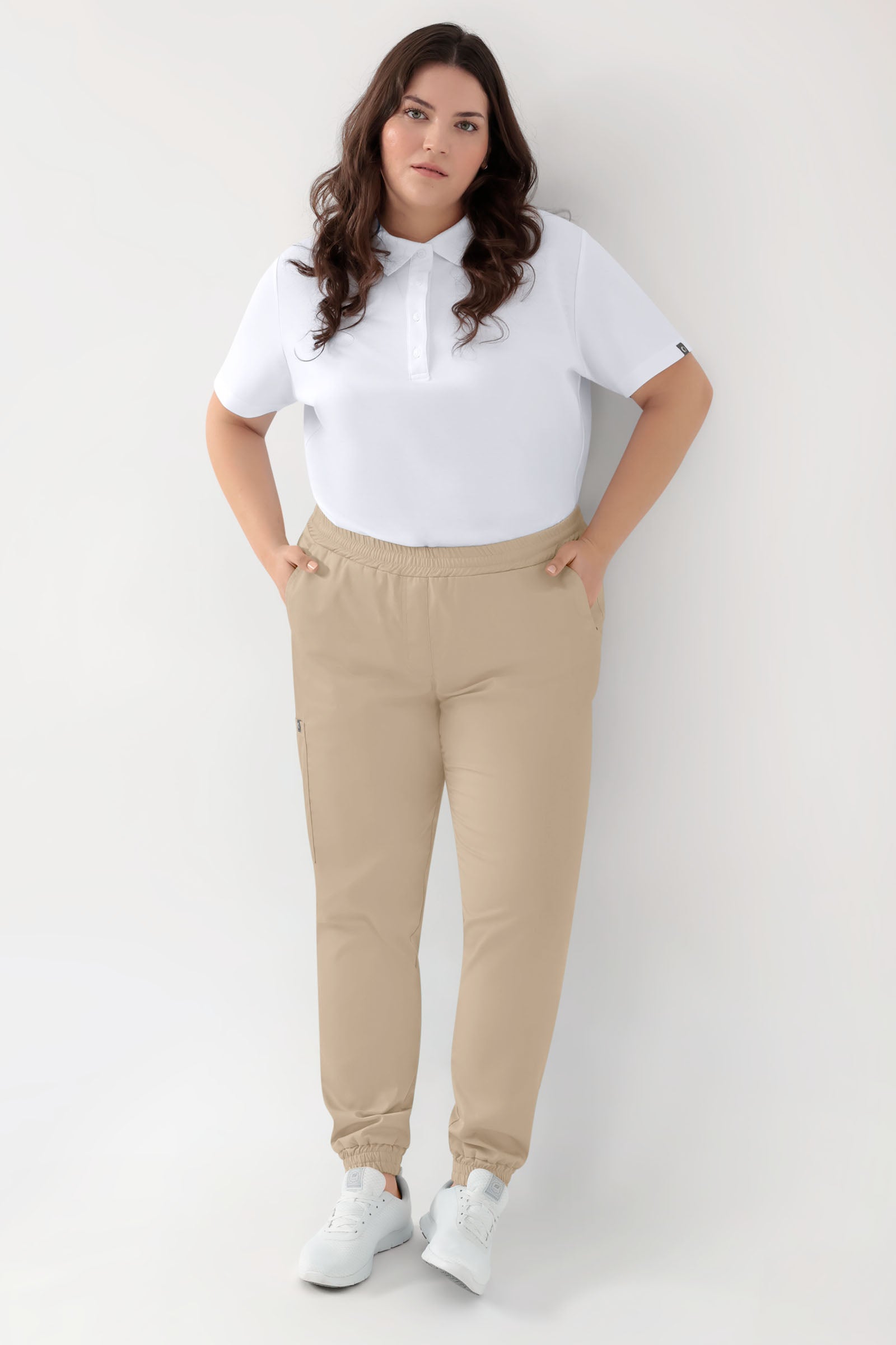 GREEN Stretch Hose Damen - Jogpants Style sand, Vorderansicht 