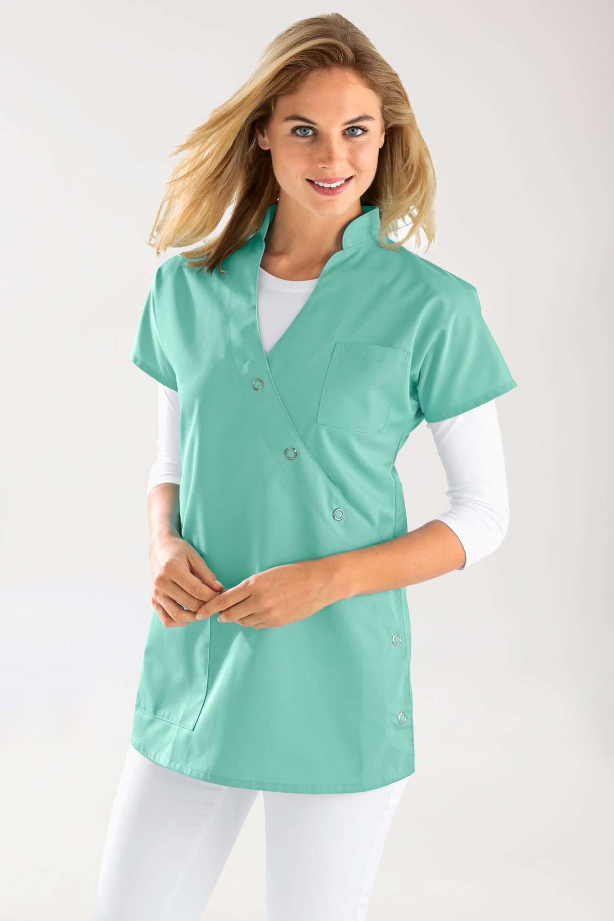 JUST STRONG Kasack Damen - Druckknopfleiste aqua green