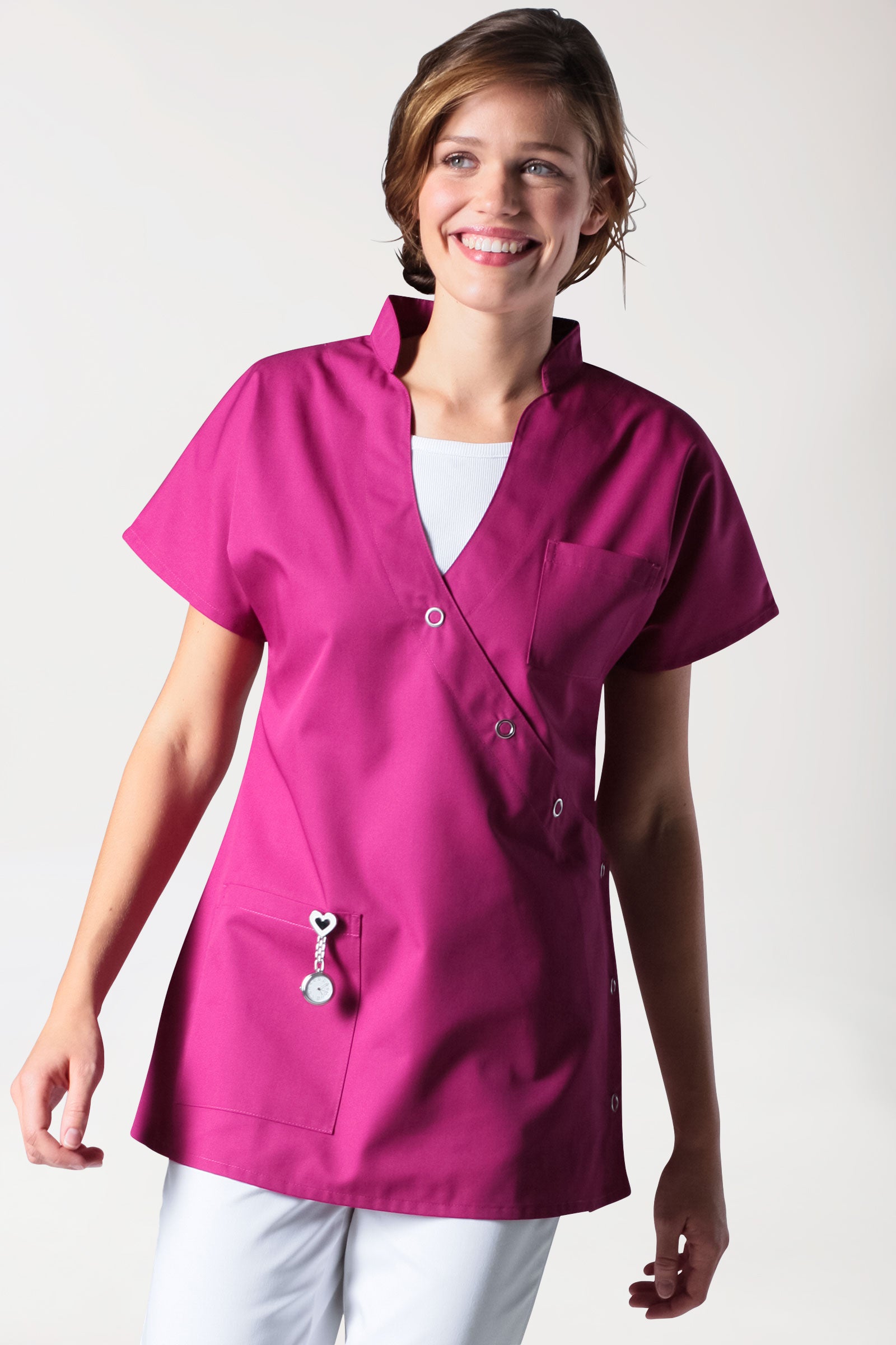 JUST STRONG Kasack Damen - Druckknopfleiste berry