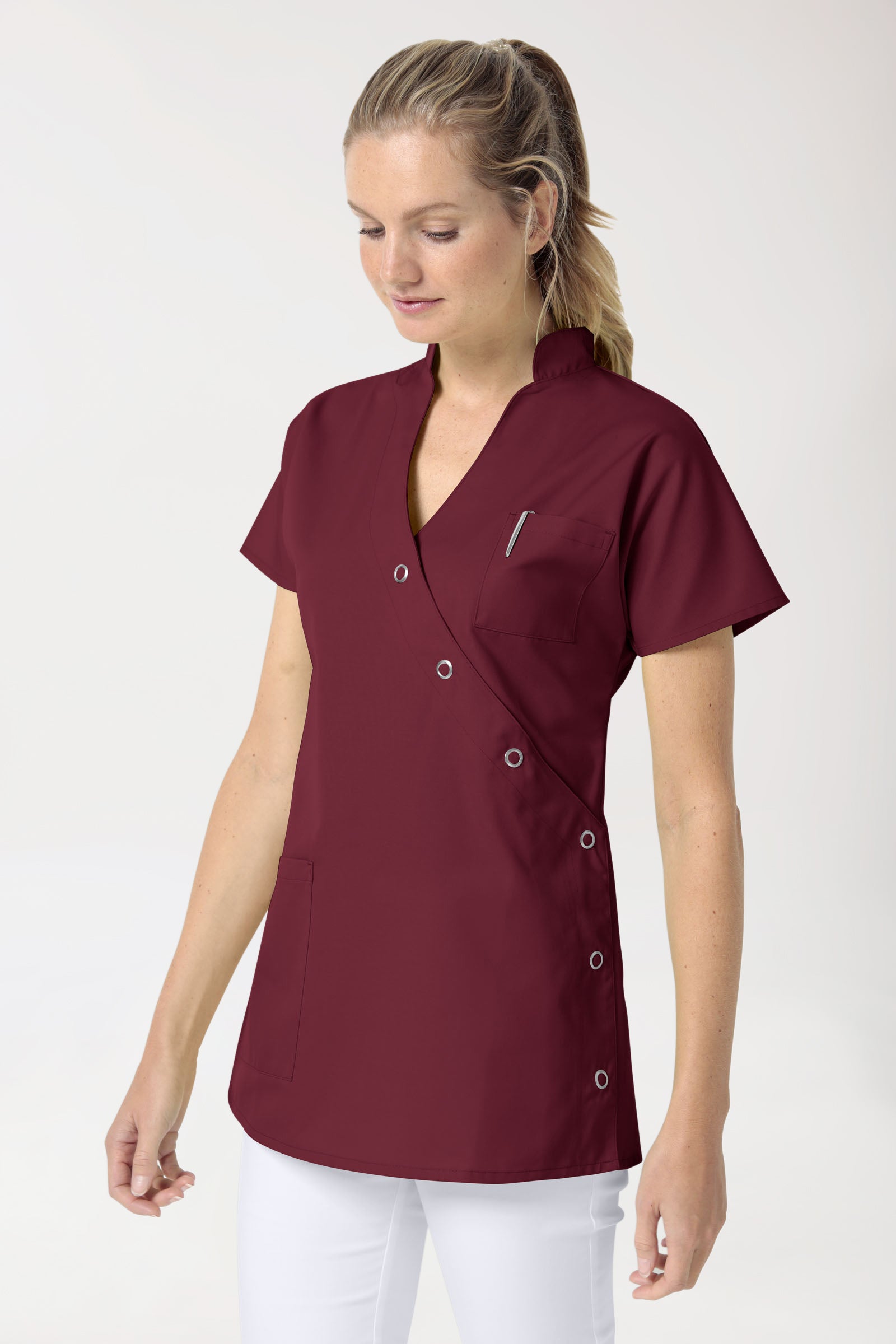 JUST STRONG Kasack Damen - Druckknopfleiste bordeaux