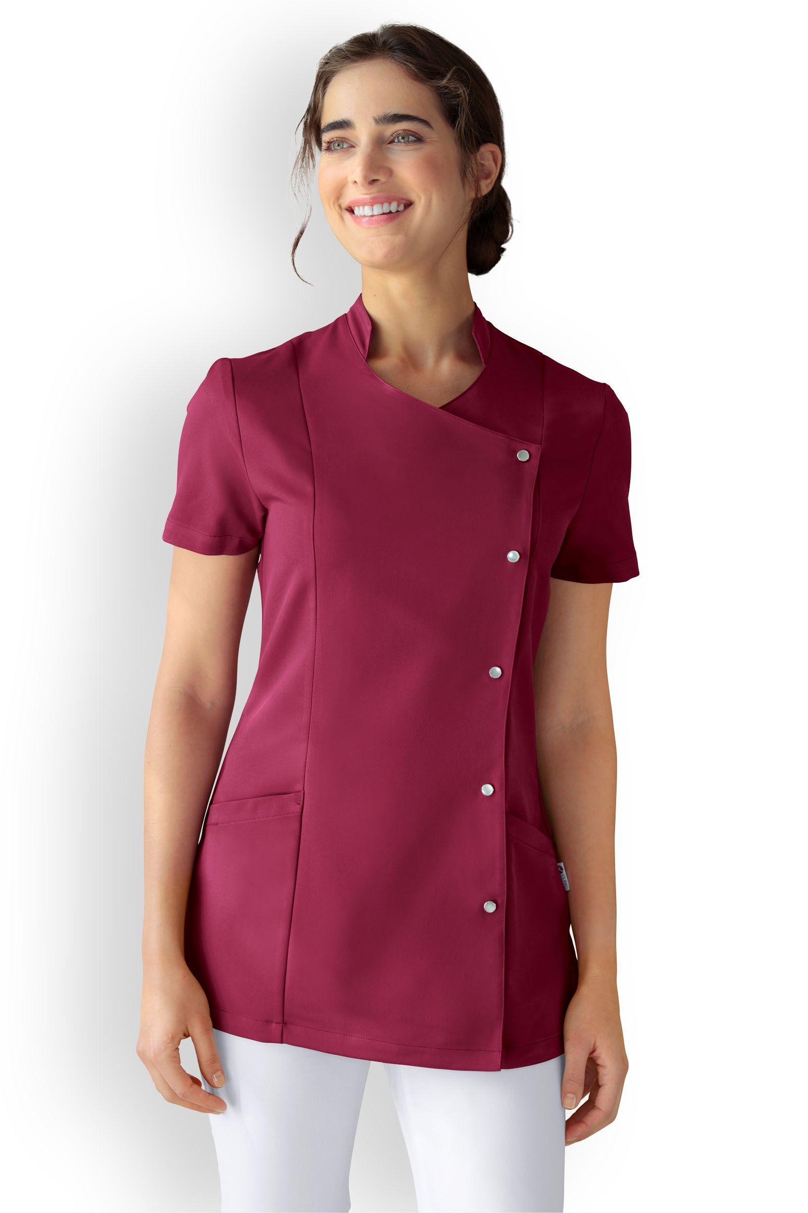 Kasack mit Druckknopfleiste Bordeaux