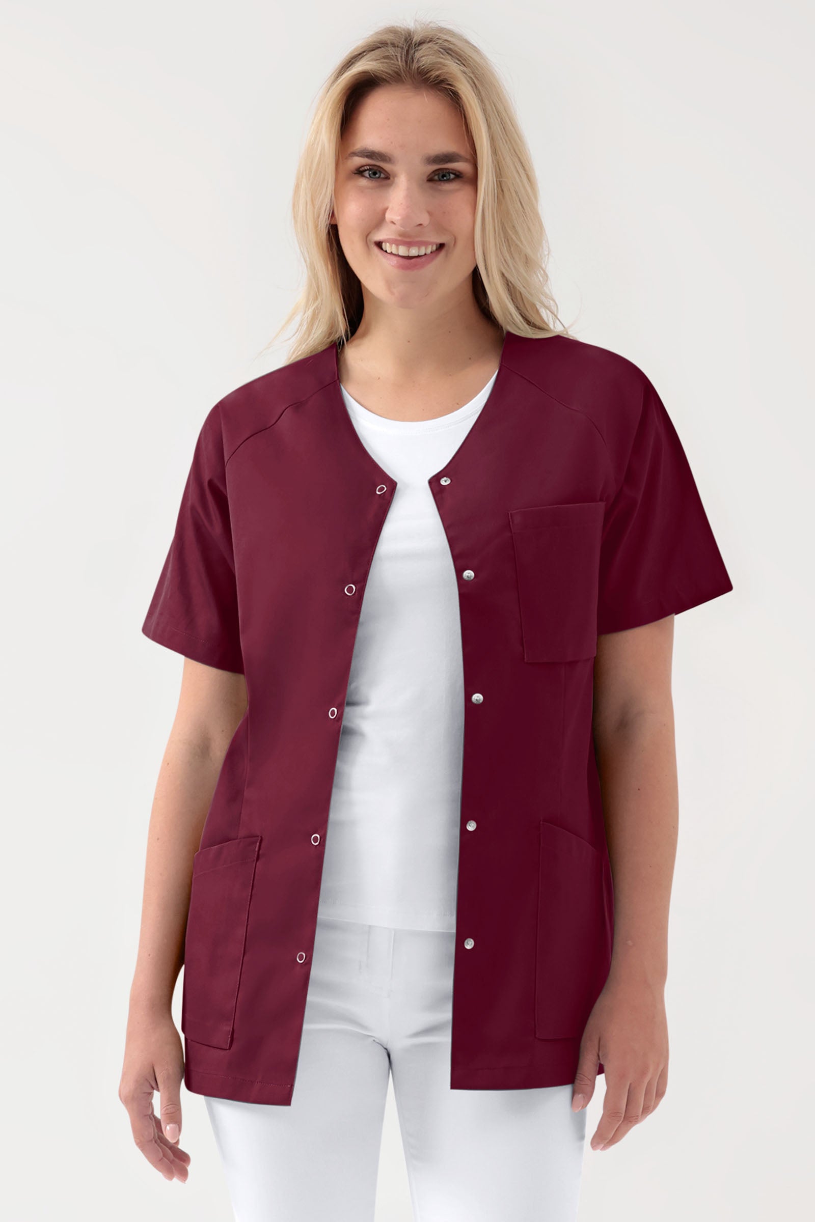 DER Kasack-Kasack Damen - durchgeknöpft bordeaux, Vorderansicht 