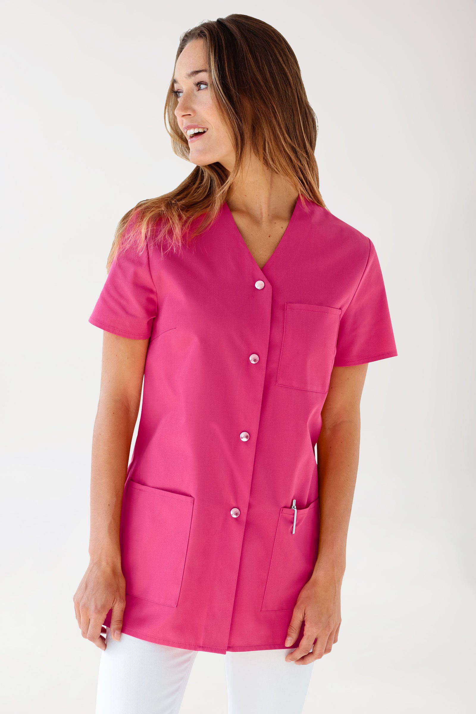 Beauty Kasack Damen - durchgeknöpft pink