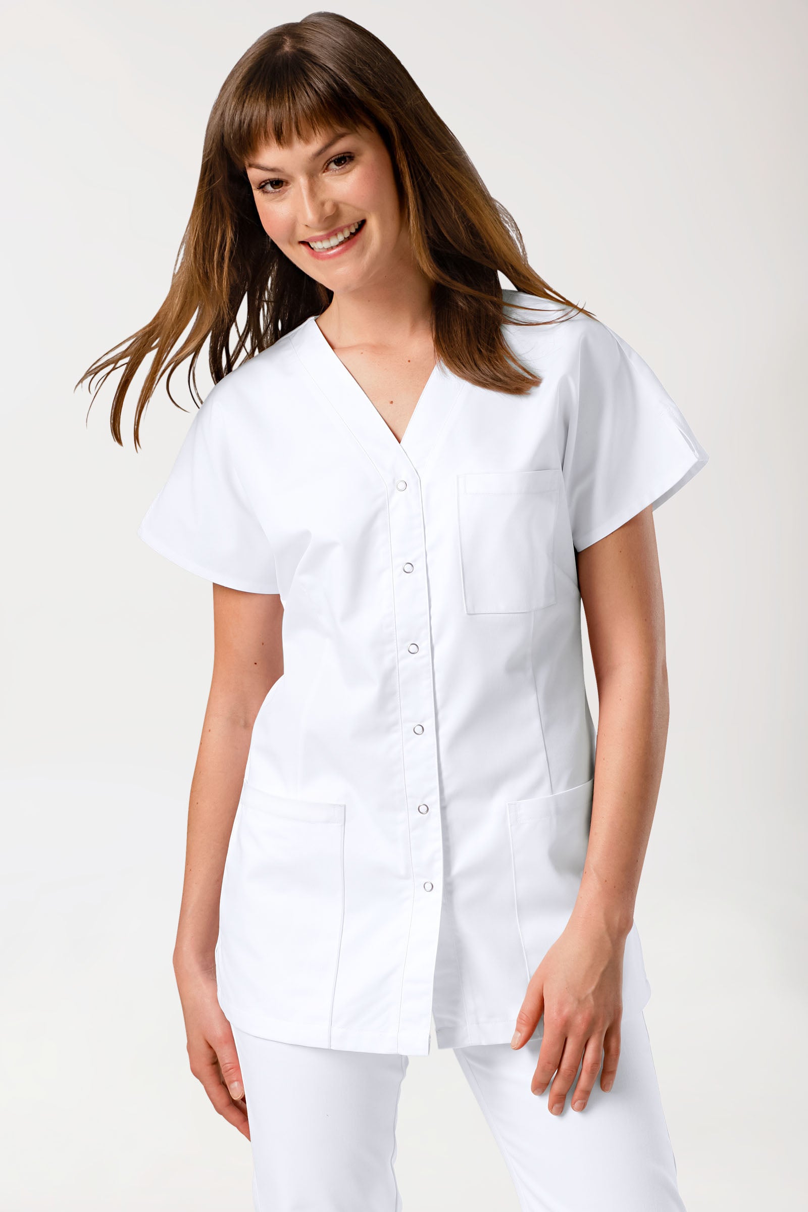 JUST STRONG Kasack Damen - durchgeknöpft weiß