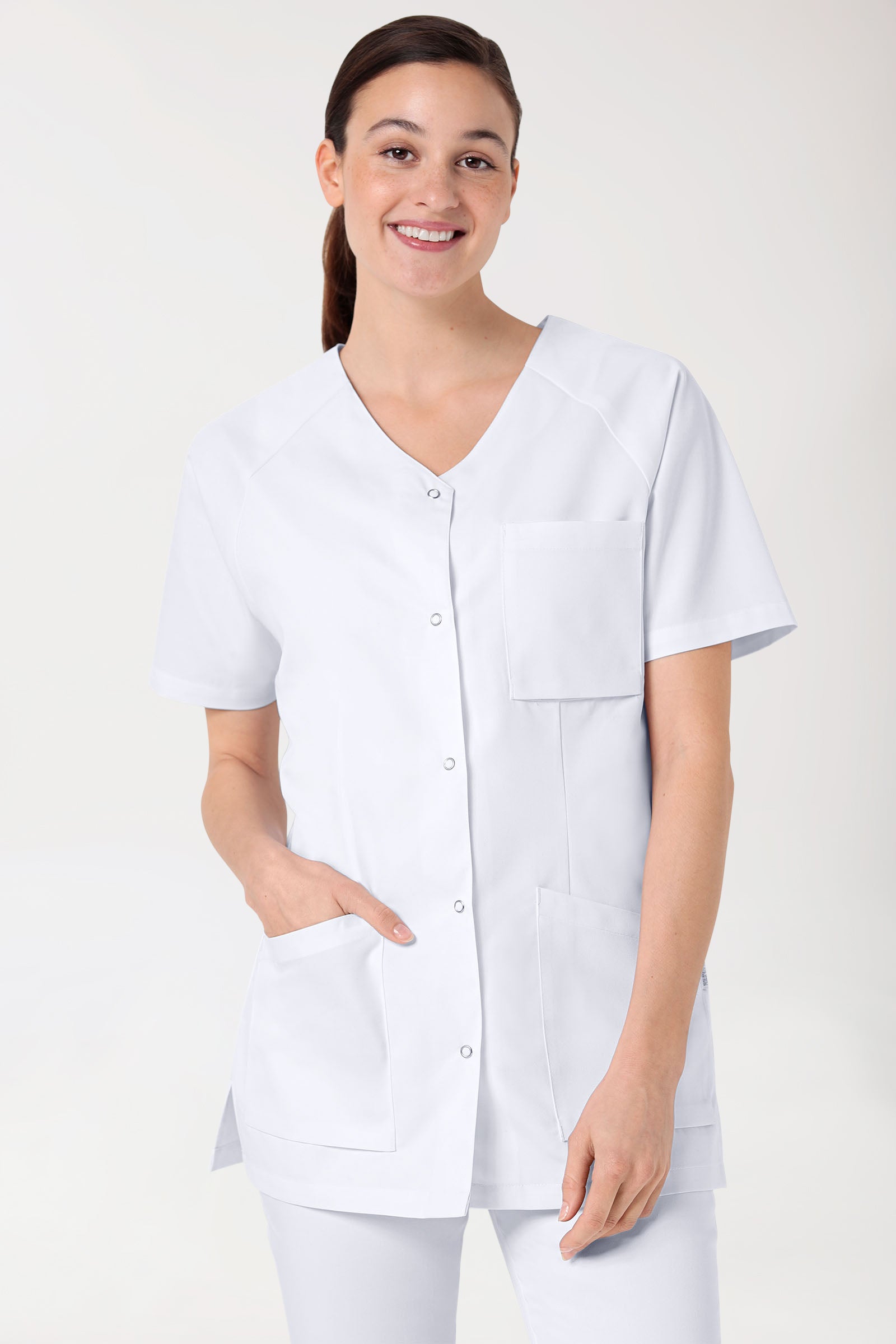 CORE Kasack Damen - durchgeknöpft weiß