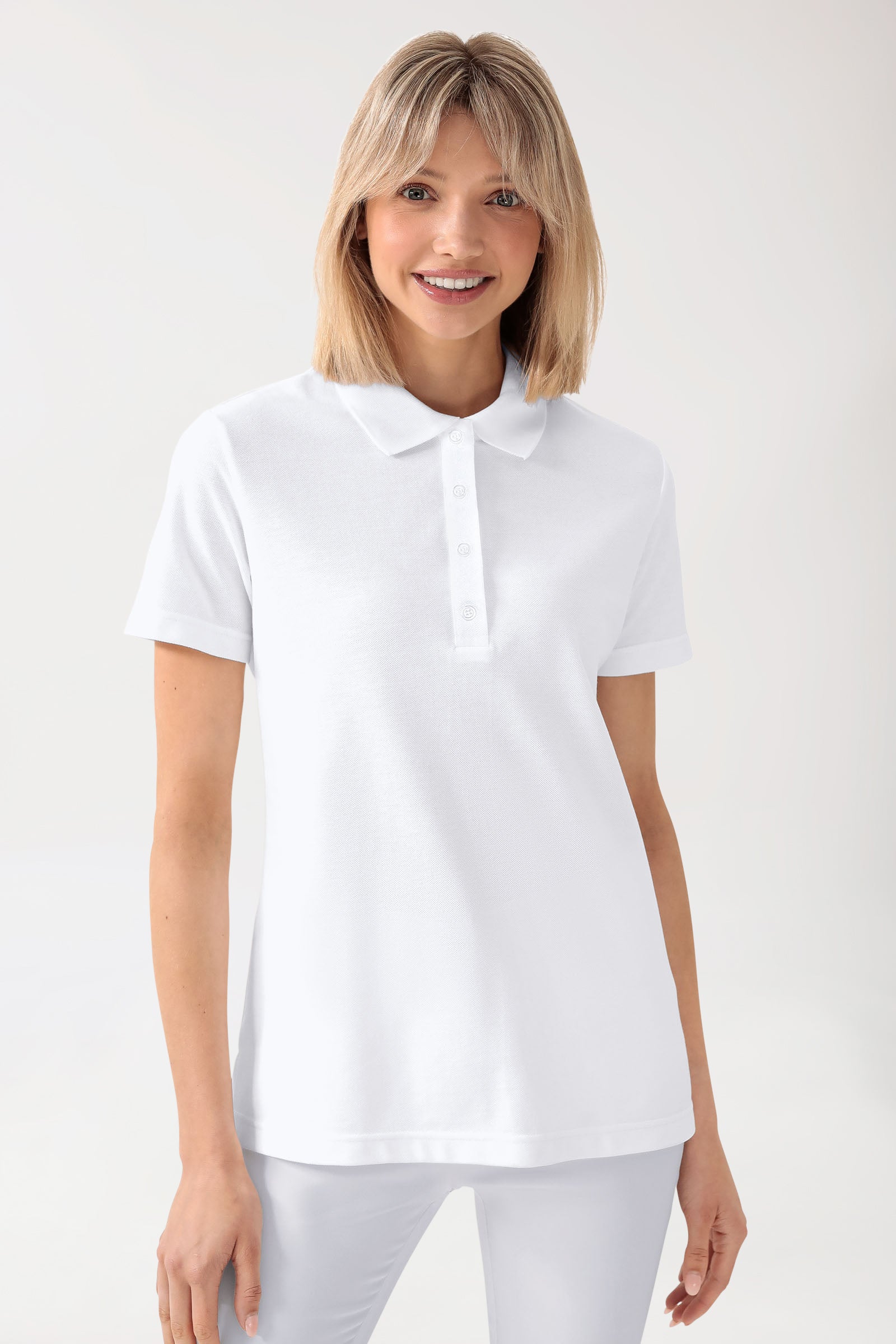 CORE Shirt Damen - Polokragen weiß