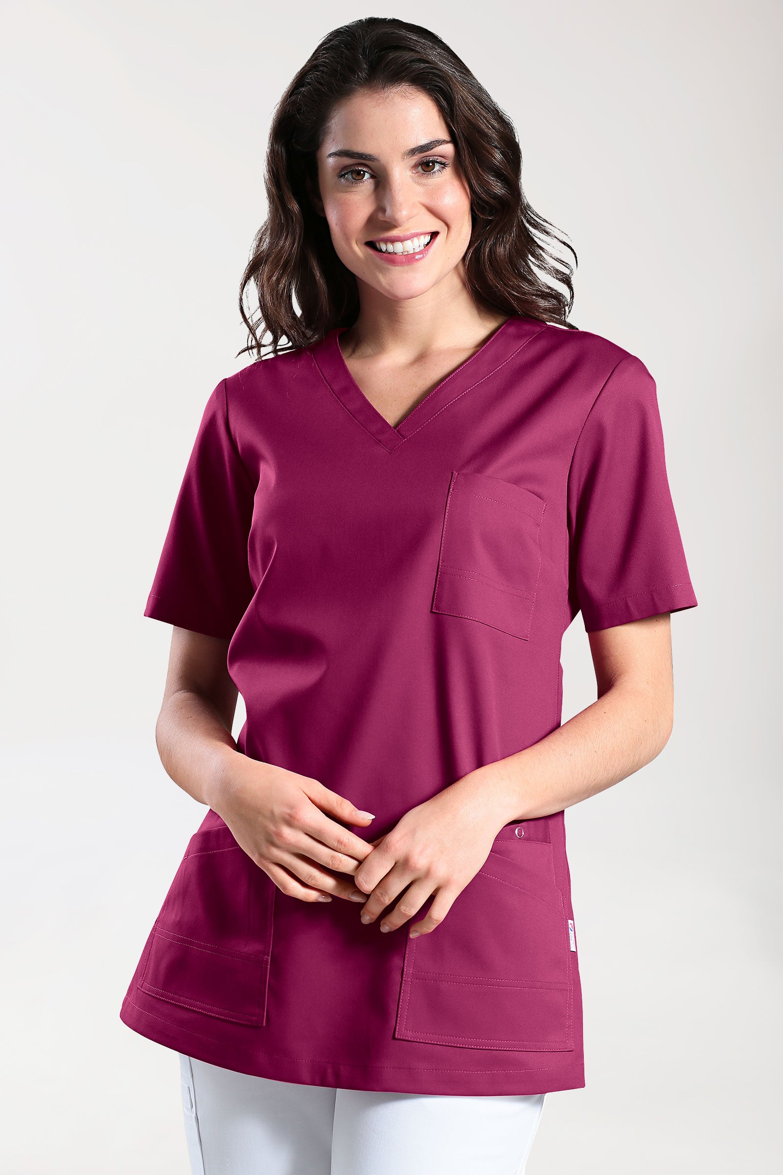 CLINIC STRETCH Schlupfkasack Damen - 1/2 Arm berry