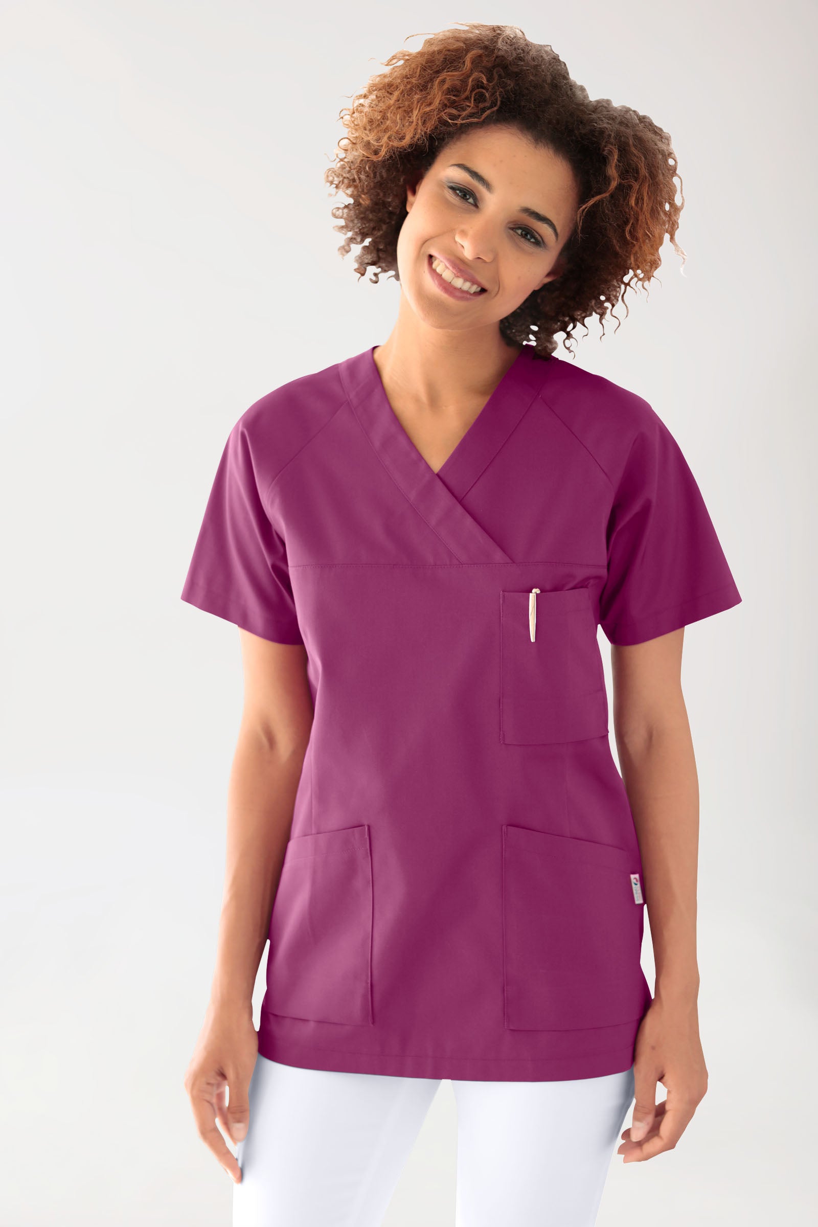 CORE Schlupfkasack Damen - V-Ausschnitt berry