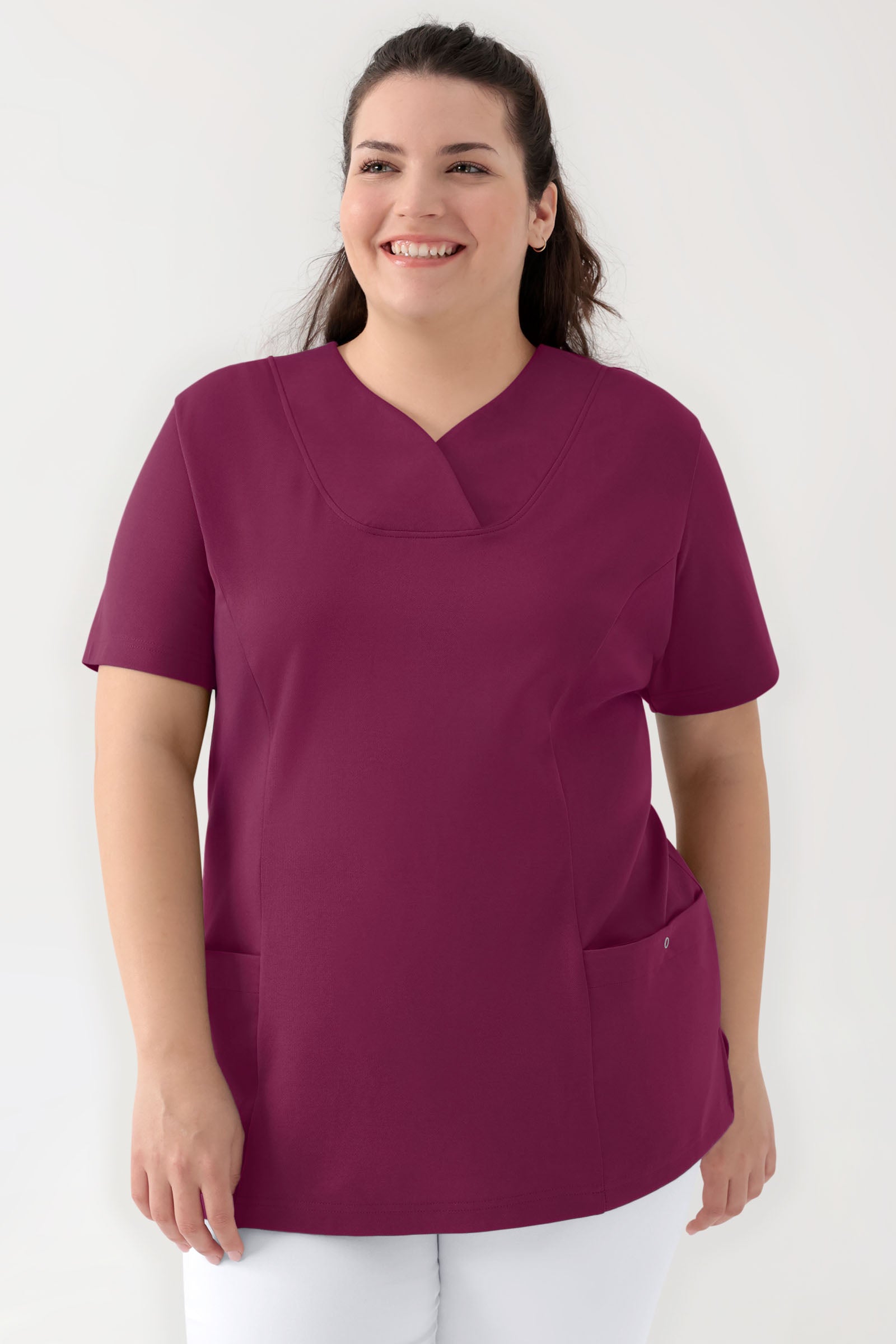 COMFY FLEX Stretch Schlupfkasack Damen - Herzausschnitt berry, Vorderansicht 