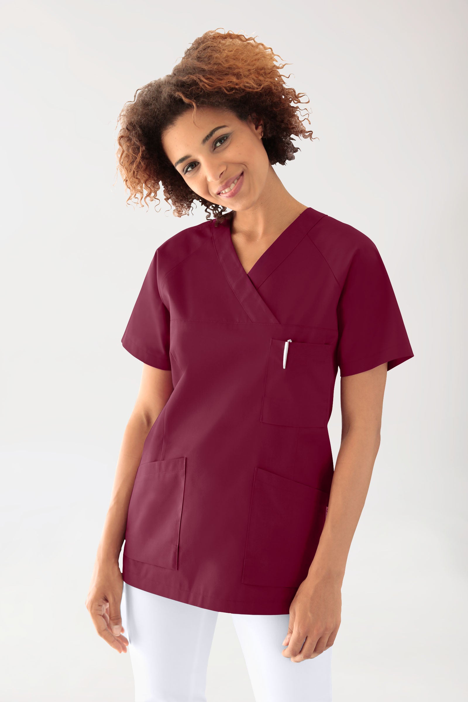 CORE Schlupfkasack Damen - V-Ausschnitt bordeaux