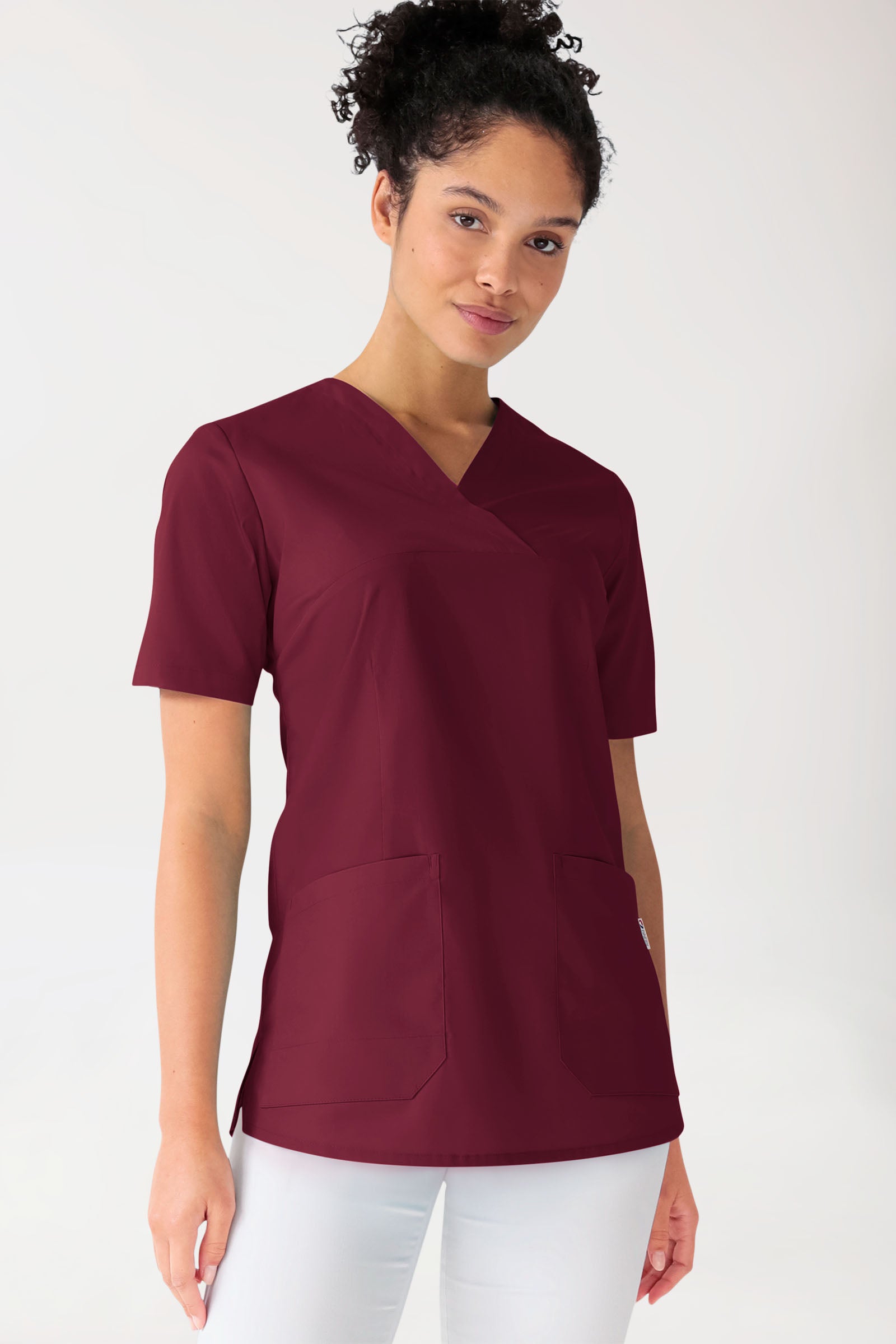 Stretch Schlupfkasack Damen - V-Ausschnitt bordeaux