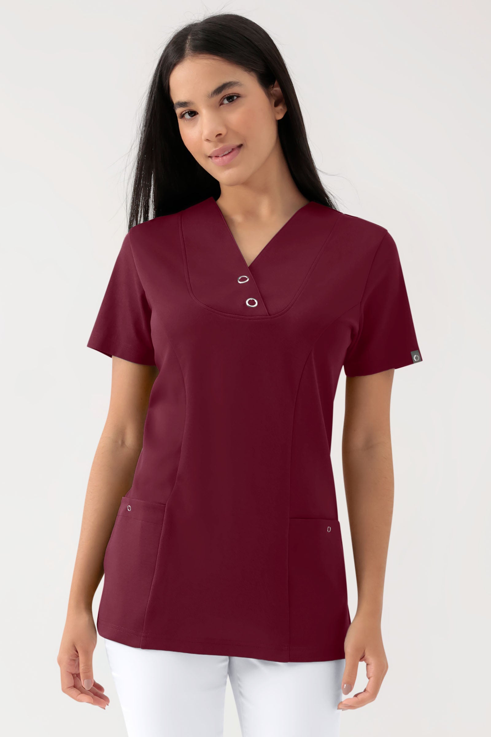 COMFY FLEX Stretch Schlupfkasack Damen - mit Druckknöpfen bordeaux