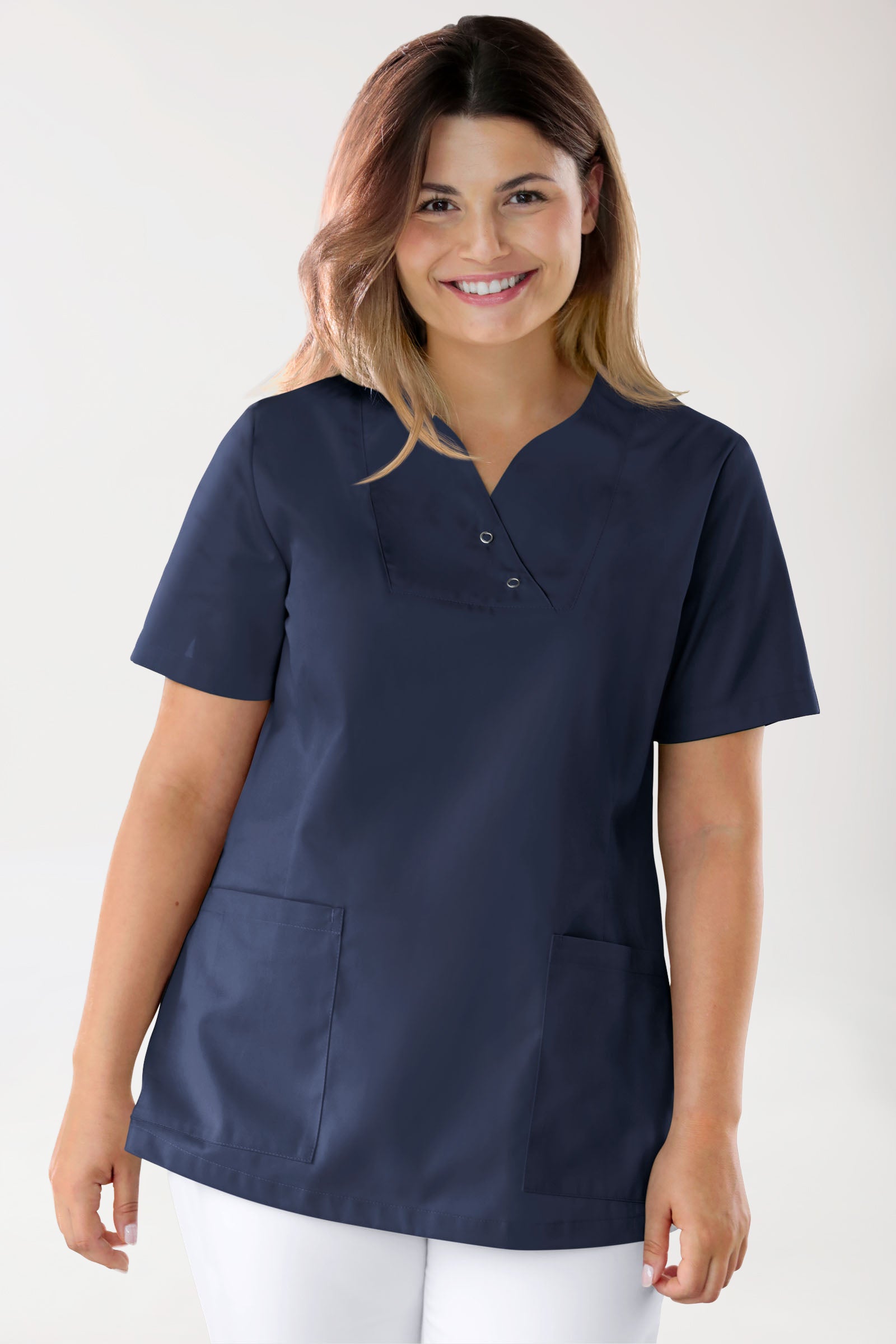CORE Schlupfkasack Damen curved fit - mit Druckknöpfen navy