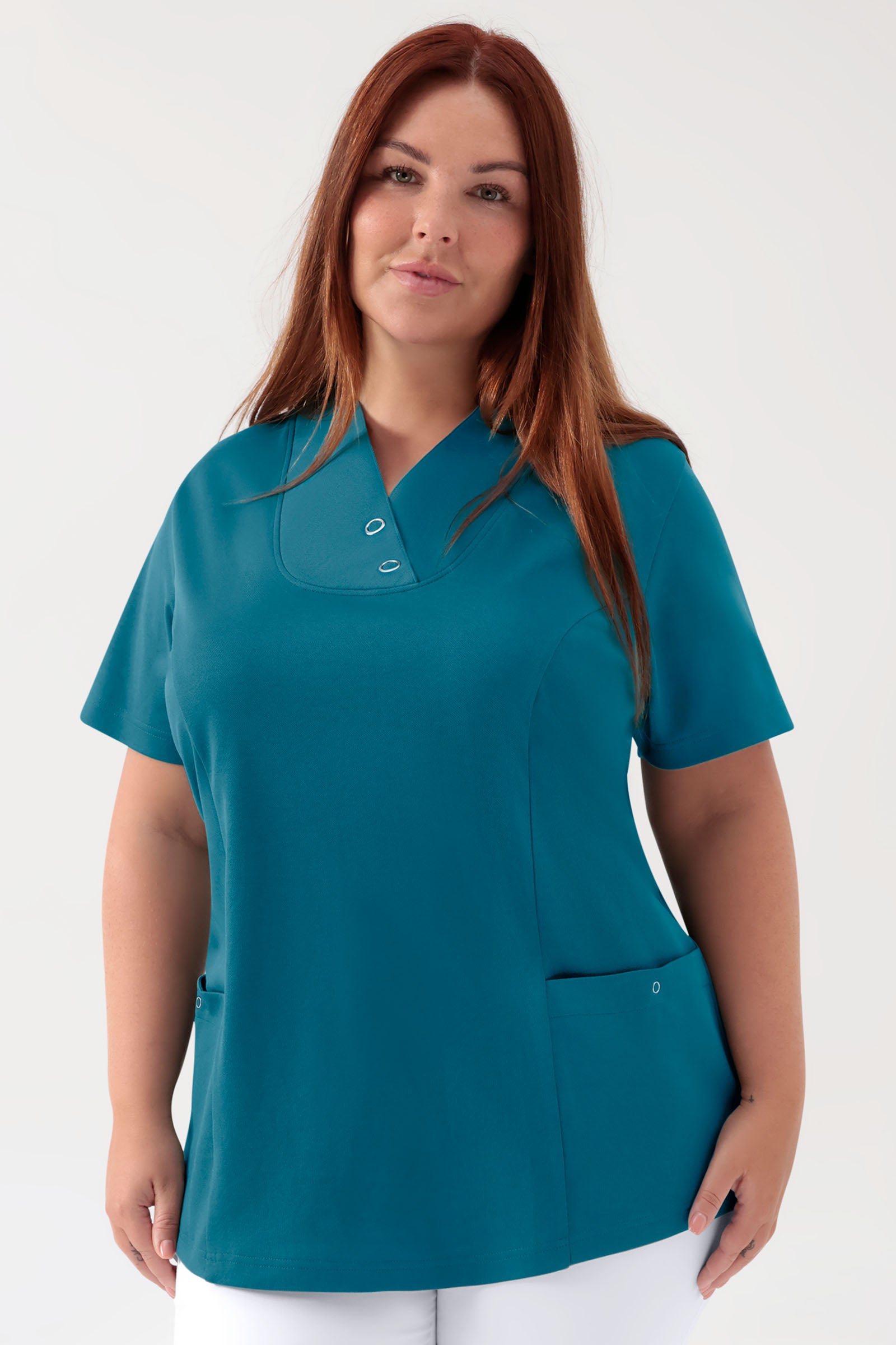 COMFY FLEX Stretch Schlupfkasack Damen - mit Druckknöpfen petrol