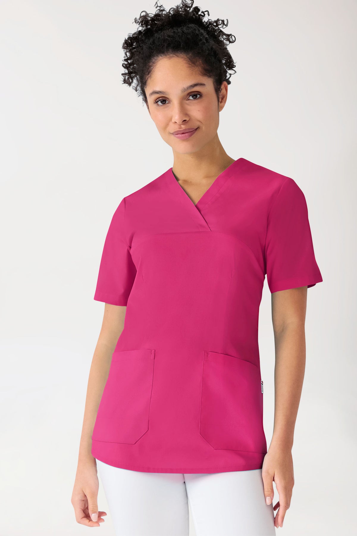Stretch Schlupfkasack Damen - V-Ausschnitt pink, Vorderansicht 