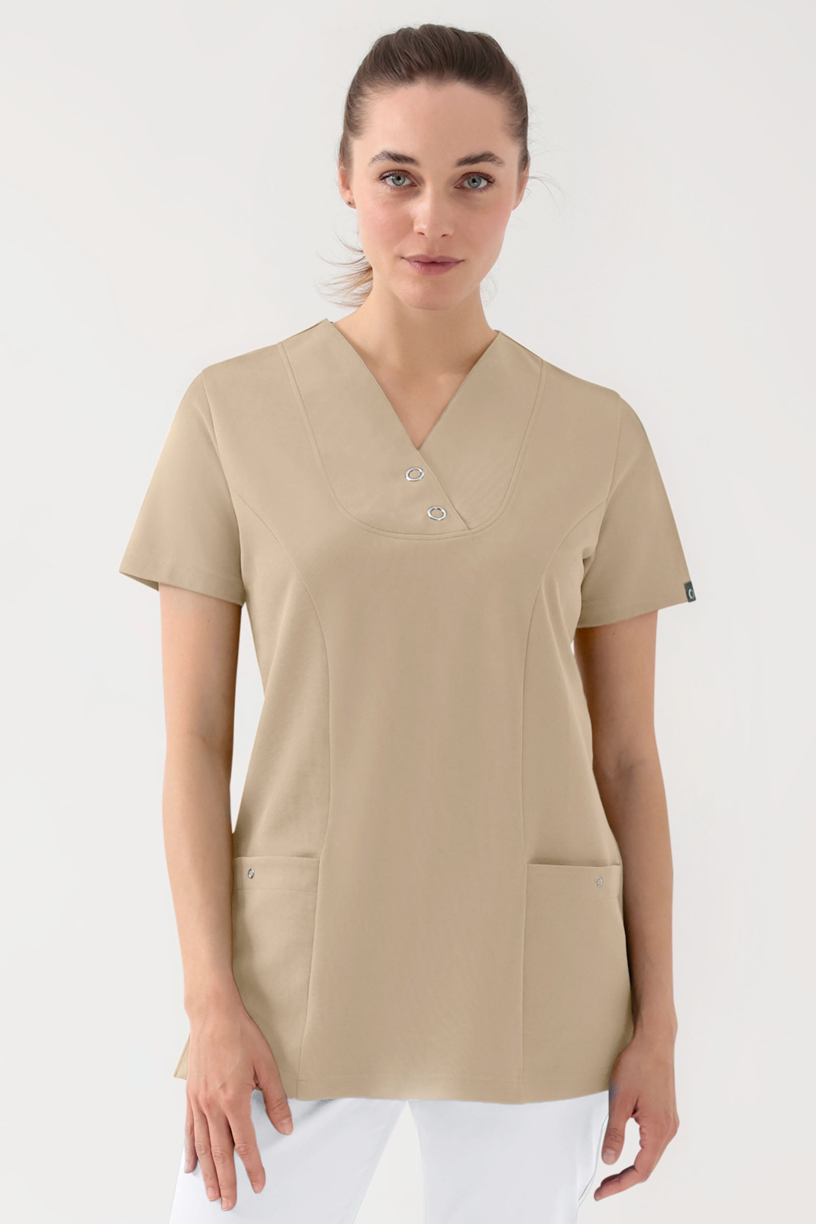 COMFY FLEX Stretch Schlupfkasack Damen - mit Druckknöpfen sand