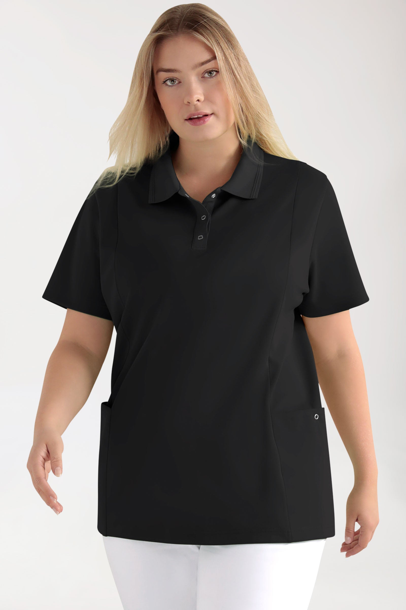 COMFY FLEX Stretch Schlupfkasack Damen - Polokragen schwarz