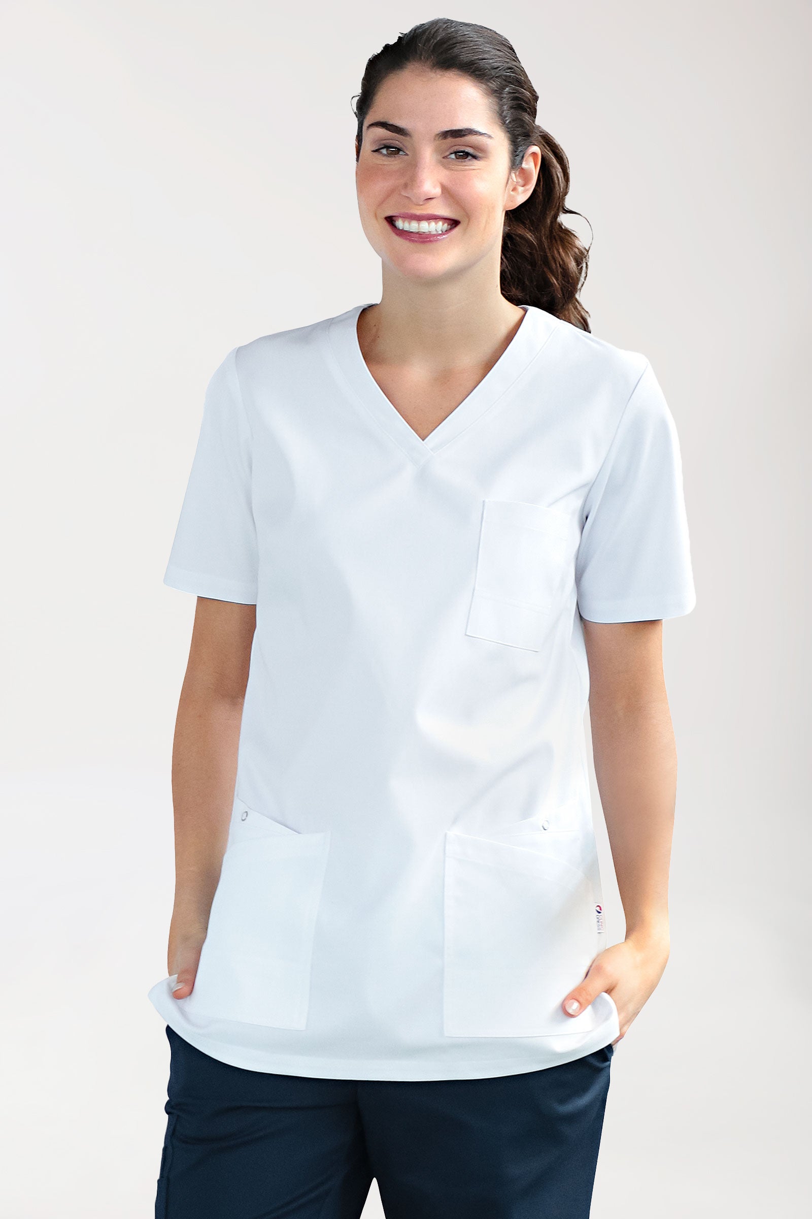 CLINIC STRETCH Schlupfkasack Damen - 1/2 Arm weiß