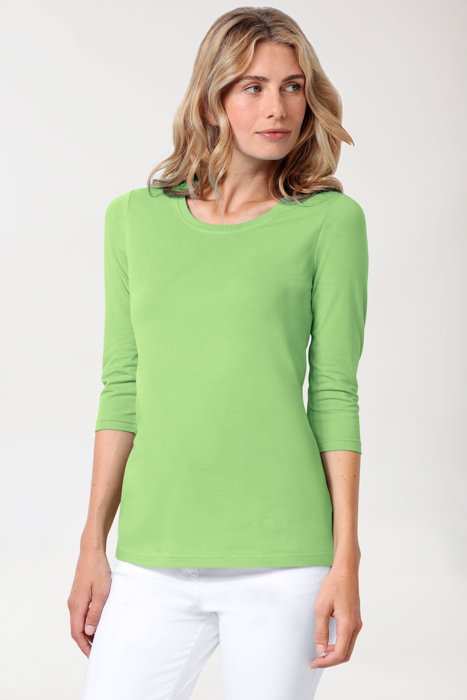 CORE Shirt Damen - 3/4 Arm apfelgrün, Vorderansicht 