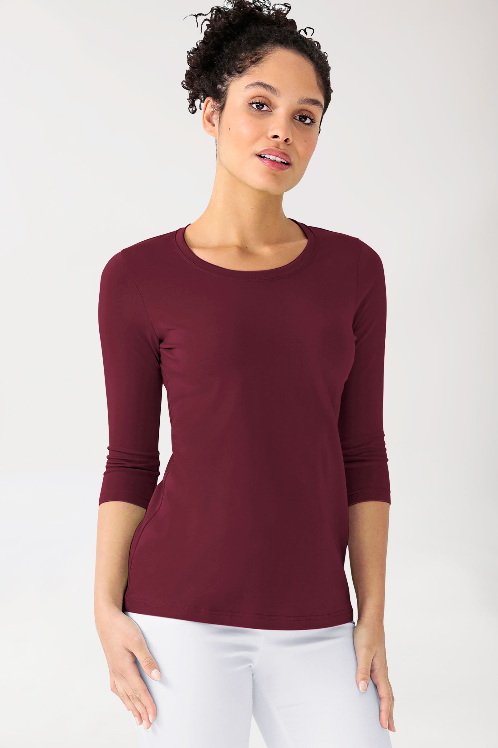 CORE Shirt Damen - 3/4 Arm bordeaux
