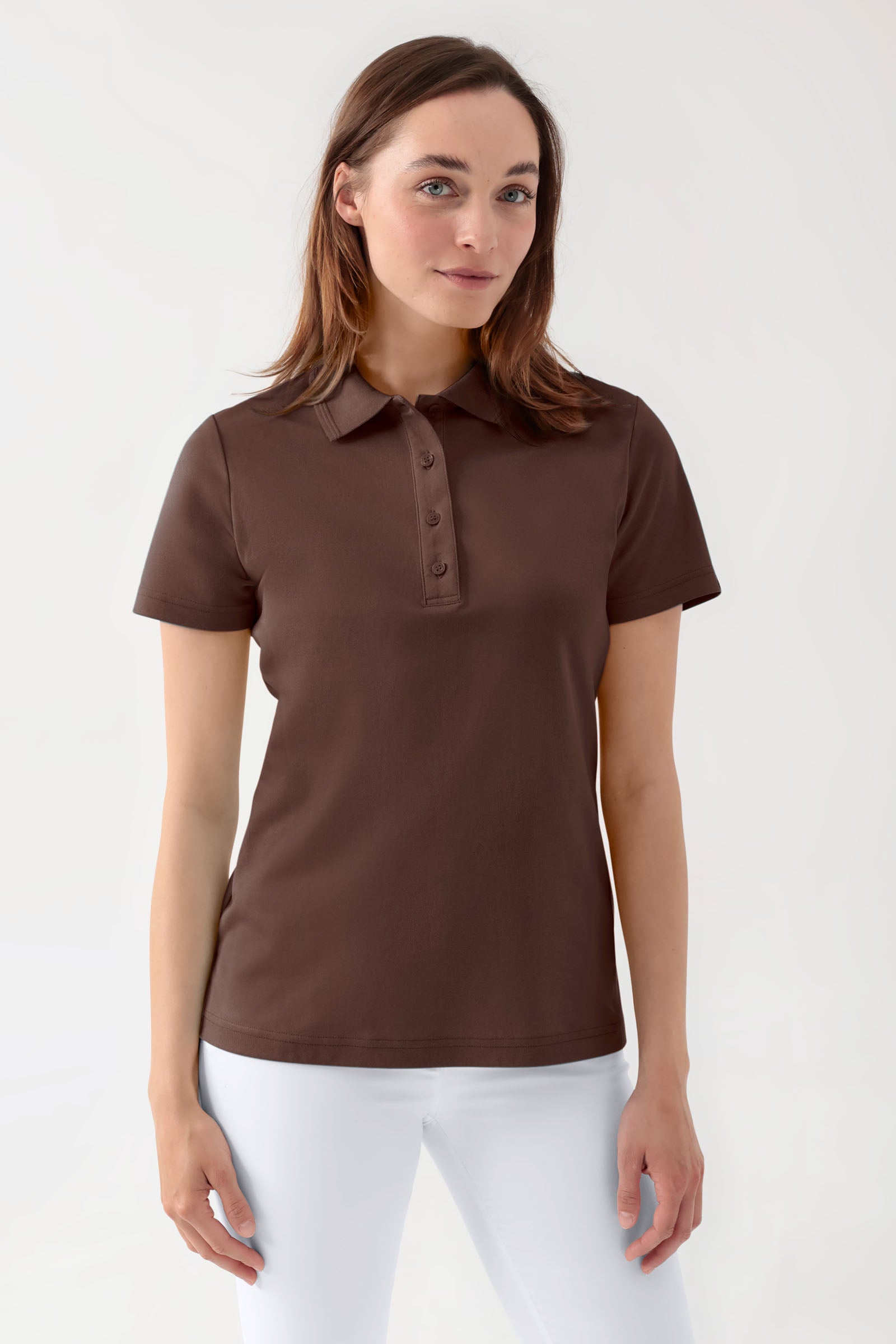 COMFY FLEX Stretch Shirt Damen - Polokragen coffee